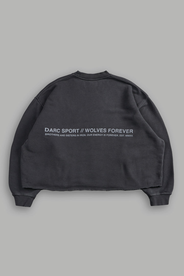 Pyramid Wolves Raw Hem "Box Cut" Crewneck in Wolf Gray