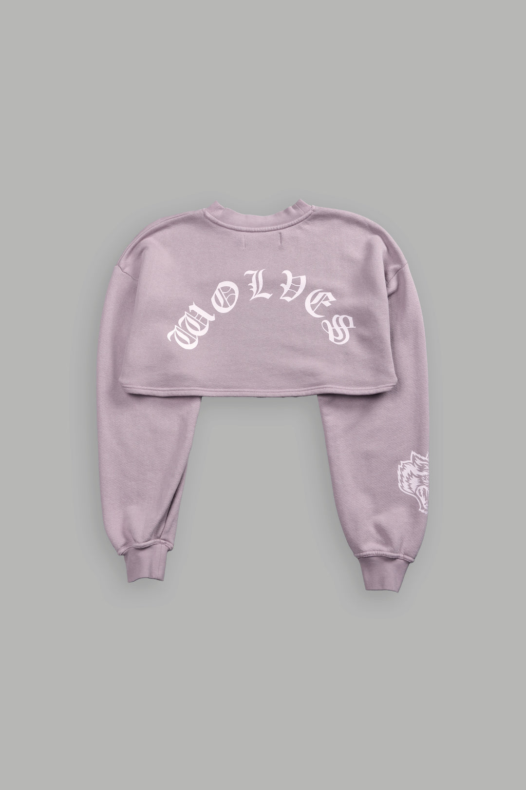 Wolves Mantra "Willow" Cropped Crewneck in Purple Smoke