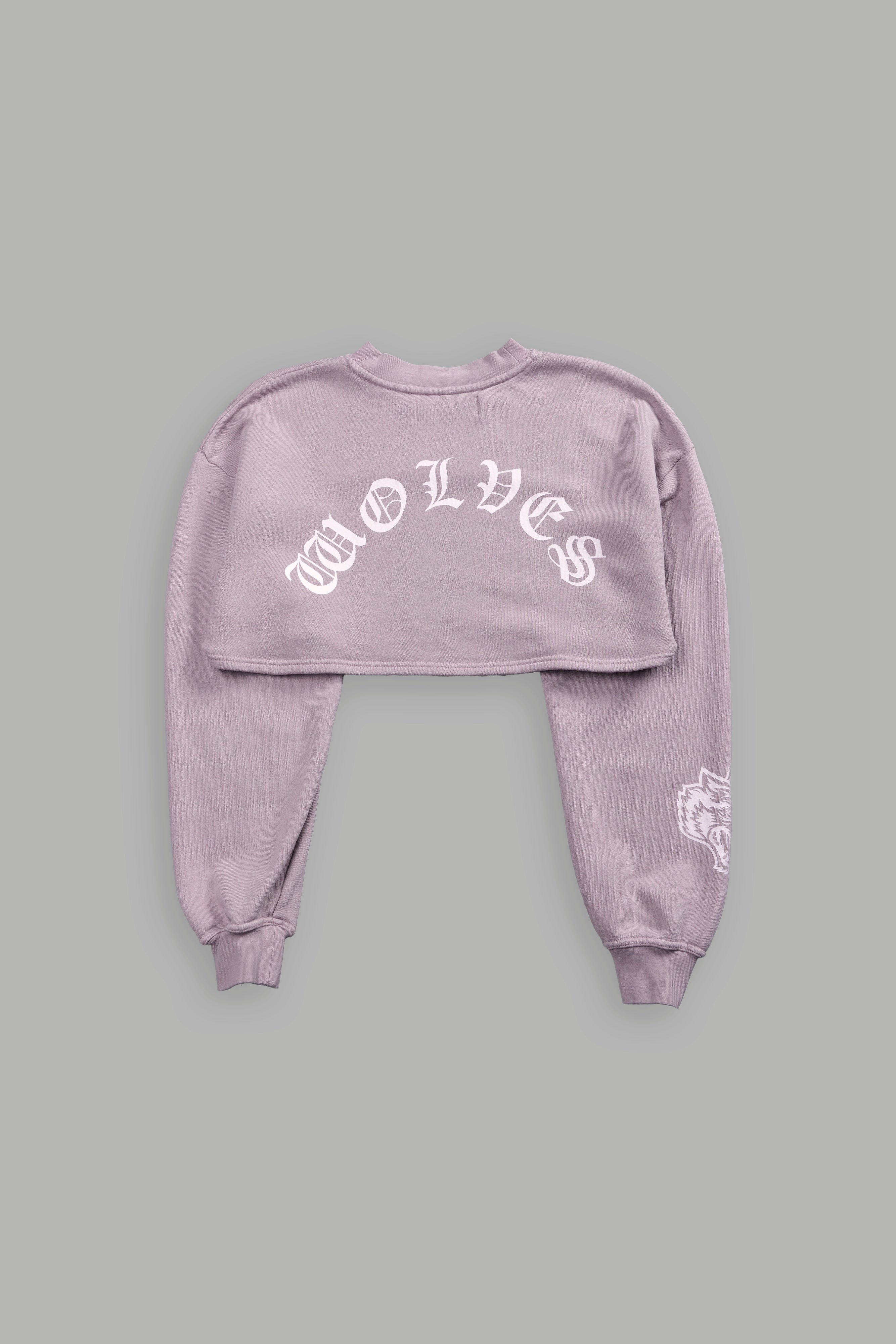 Wolves Mantra "Willow" Cropped Crewneck in Purple Smoke