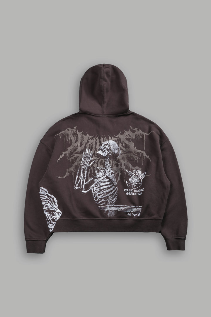 No Weapon Hesh Vex Double Zip Hoodie in Darc Brown