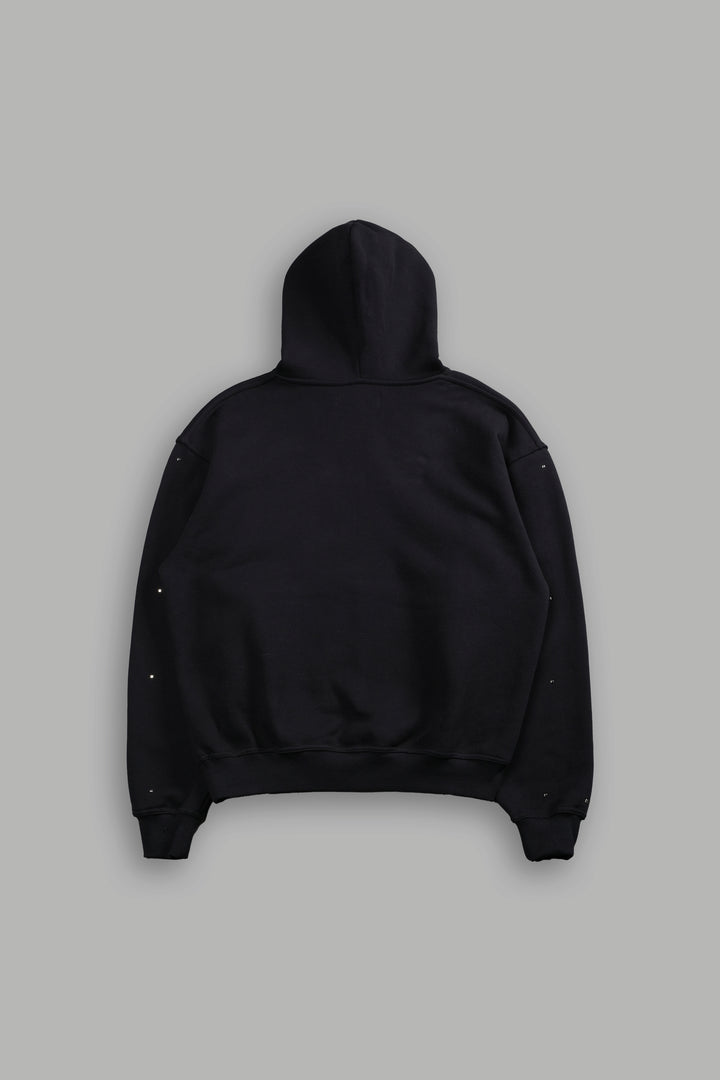 Hesh Appliqué Studded Pierce Hoodie in Black