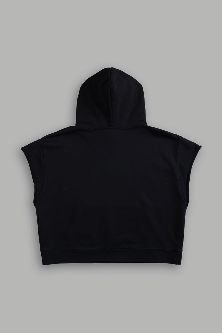Iron Pack Grunge Gage Cap Sleeve Hoodie in Black