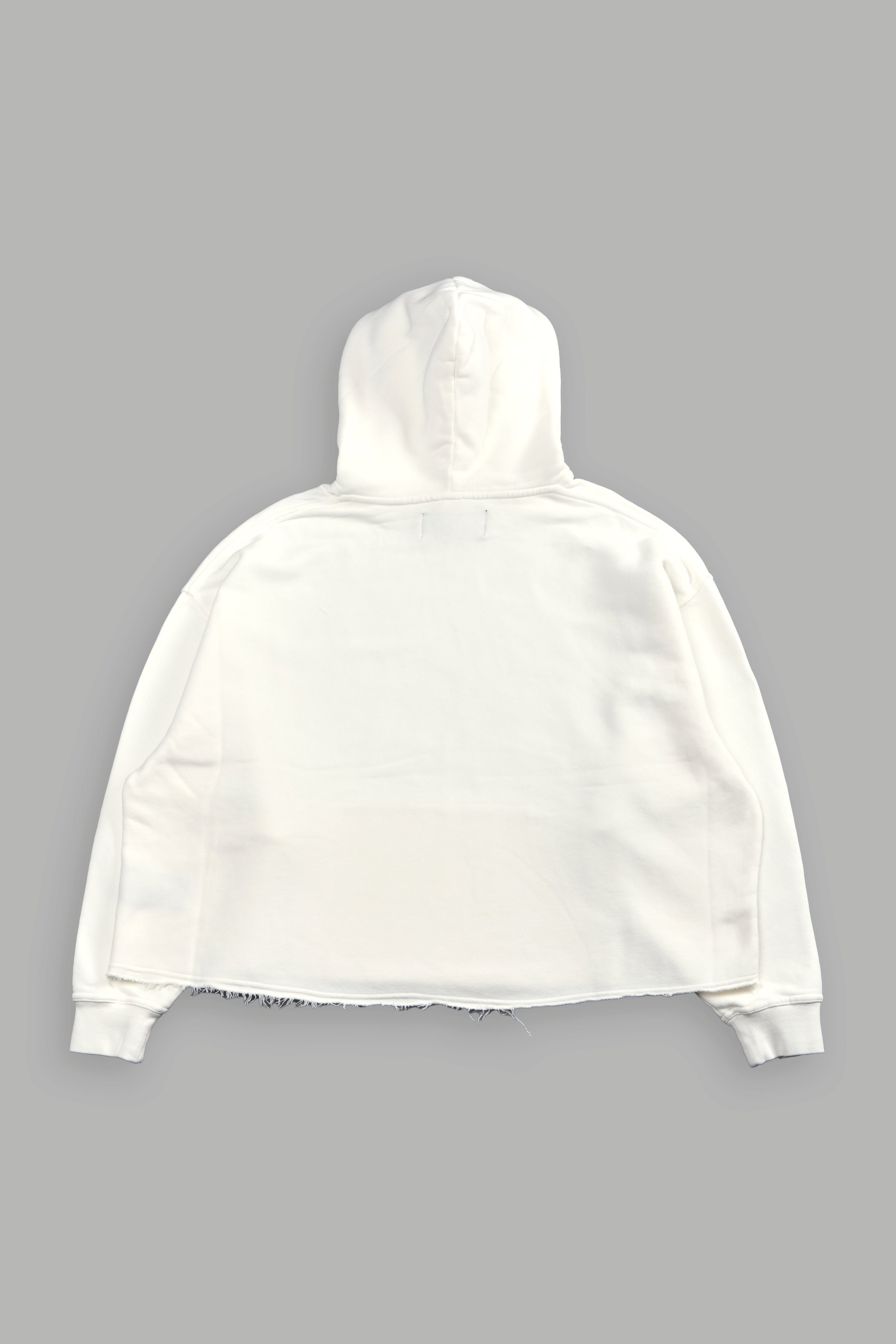 SSDDNFGU FRVR Raw Hem "Box Cut" Pierce Hoodie in Cream