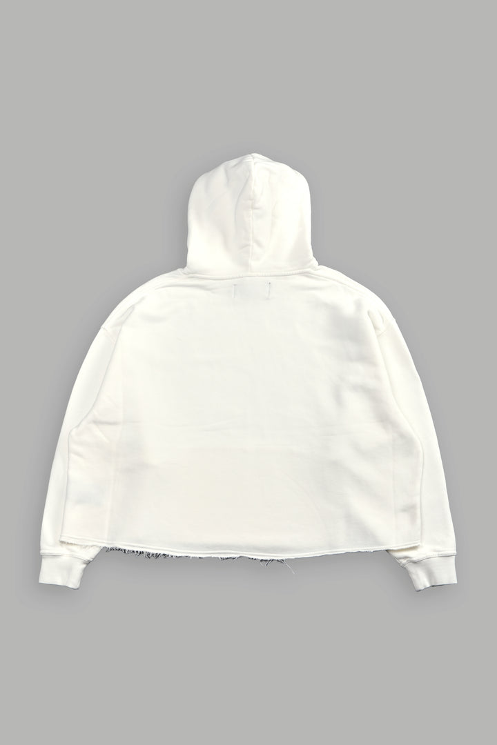 SSDDNFGU FRVR Raw Hem "Box Cut" Pierce Hoodie in Cream