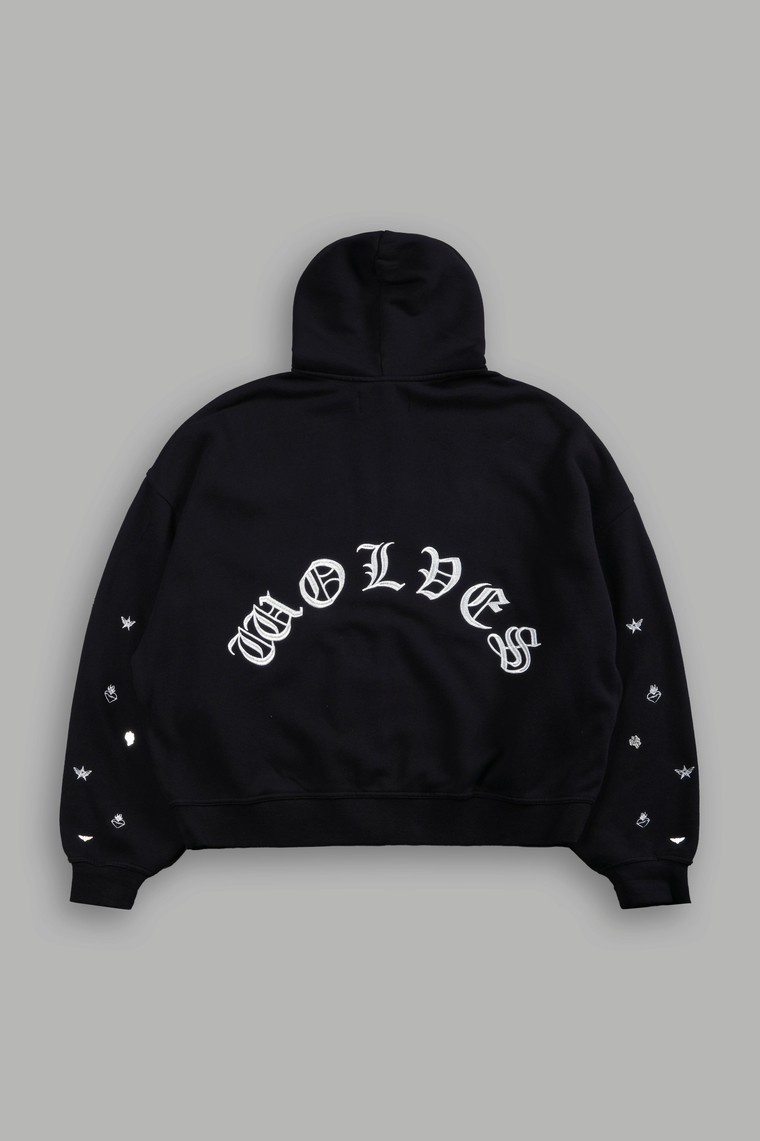 Verona Noir Vex Double Zip Hoodie in Black