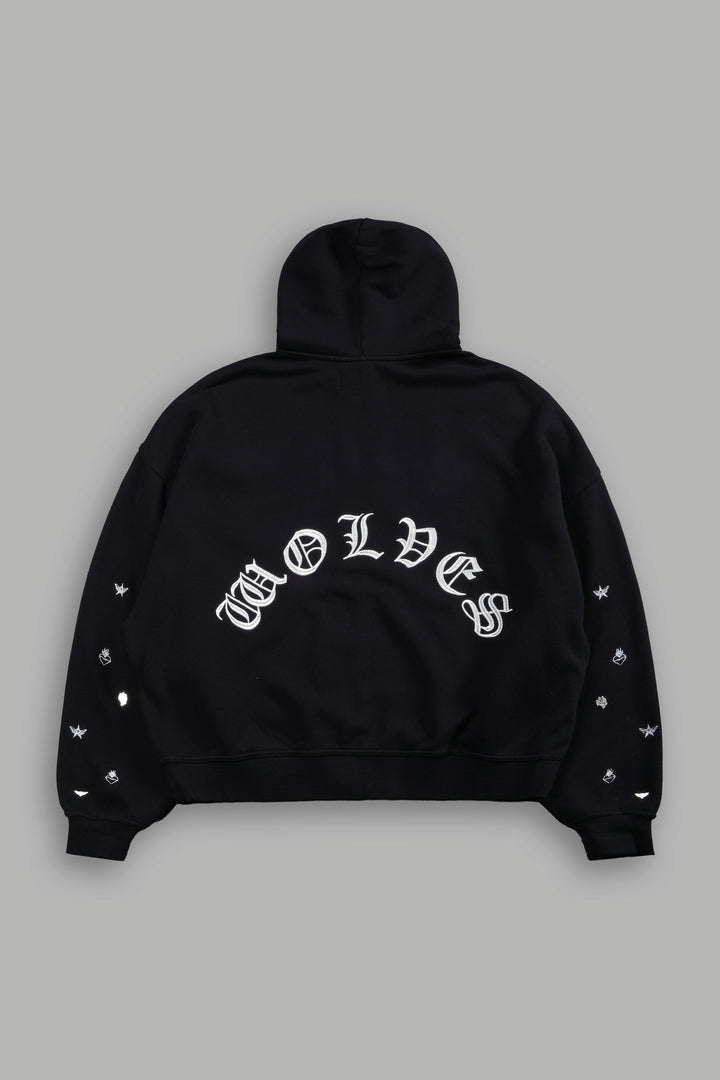 Verona Noir Vex Double Zip Hoodie in Black