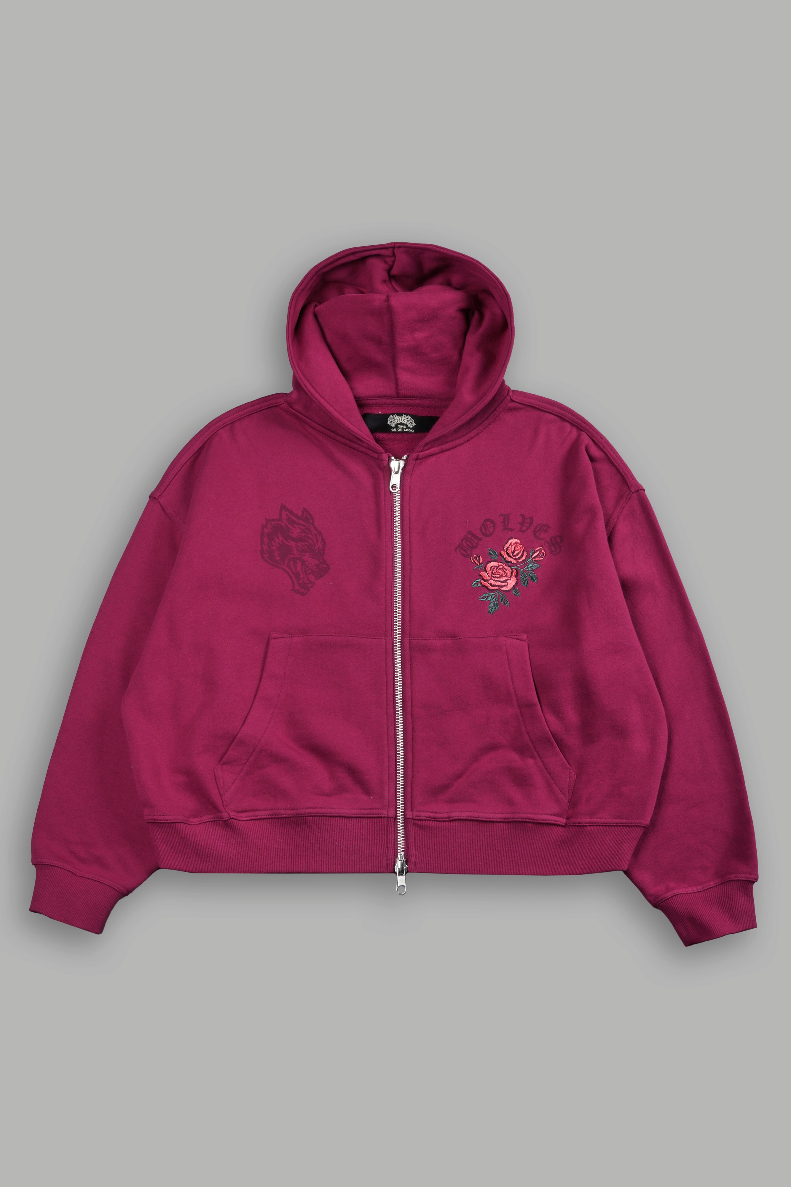 Love Story Vex Double Zip Hoodie in Deep Raspberry