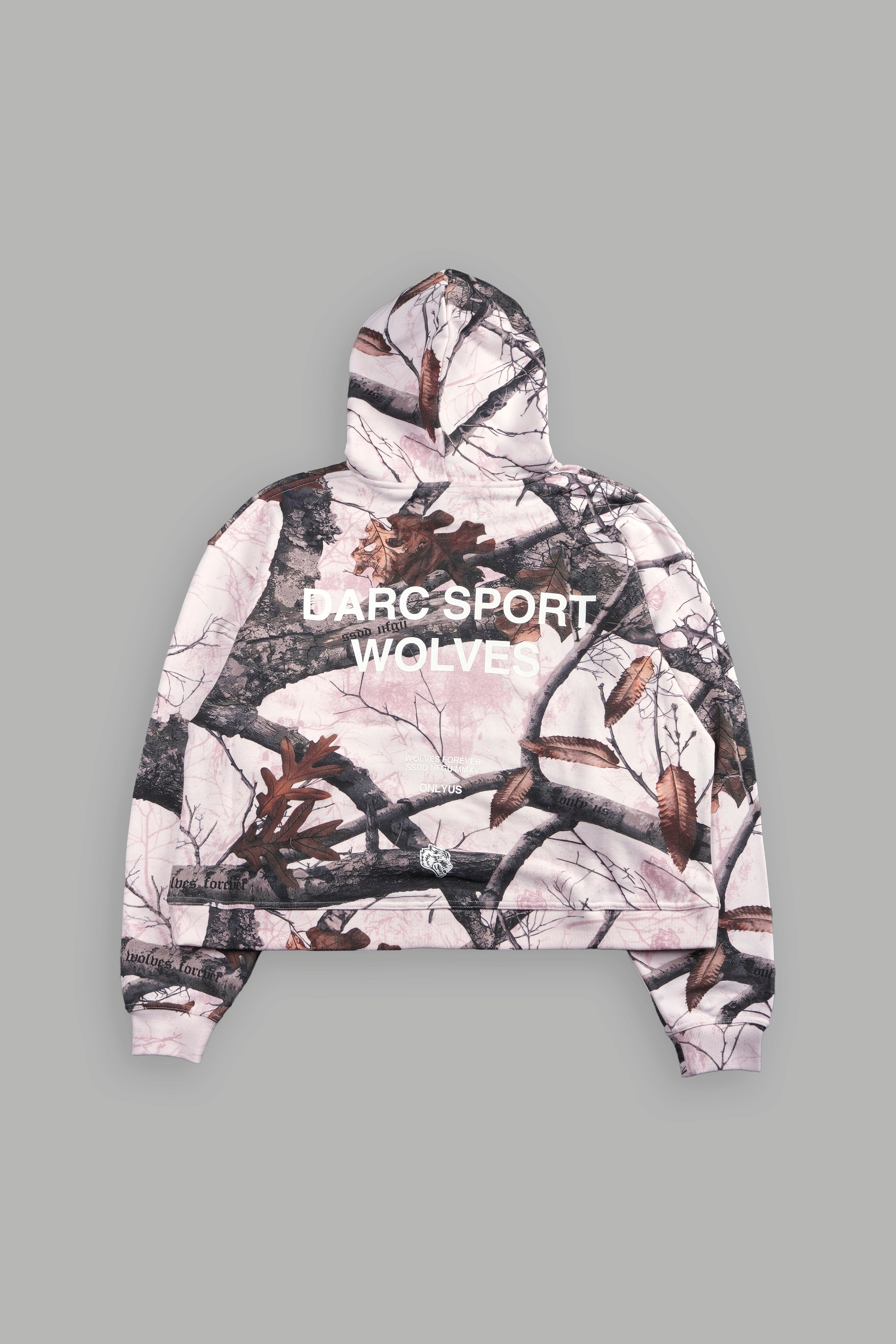 Darc Sport Wolves "Box Cut" Hoodie in Brown/Light Mauve Woodland Camo