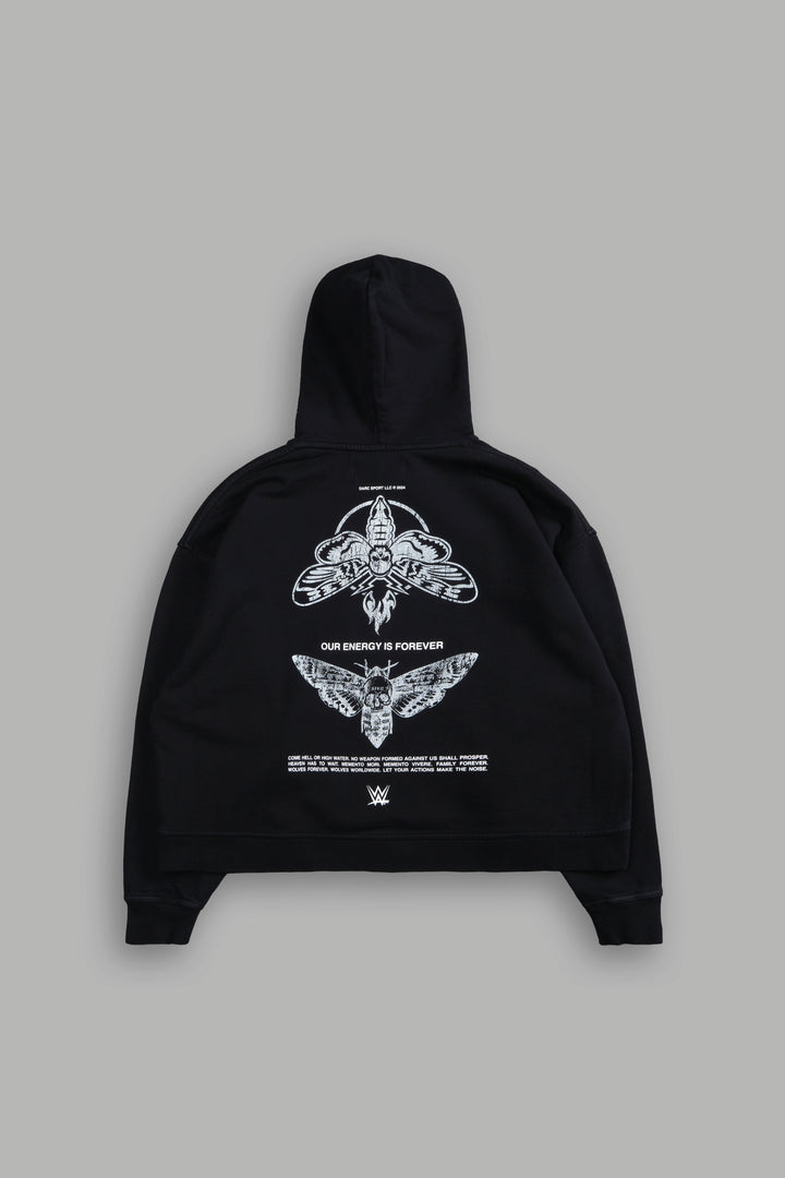 Moth Forever "Grunge" Box Cut Hoodie in Black