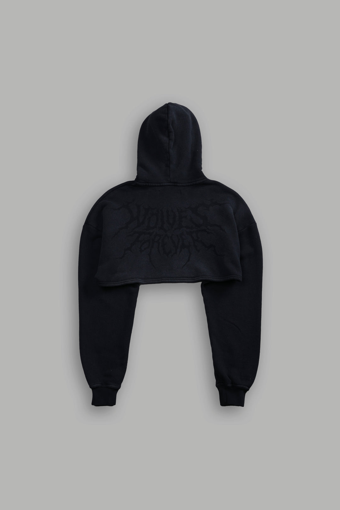 Forged From Iron "Willow" Cropped Hoodie in Black Spine Sun Fade