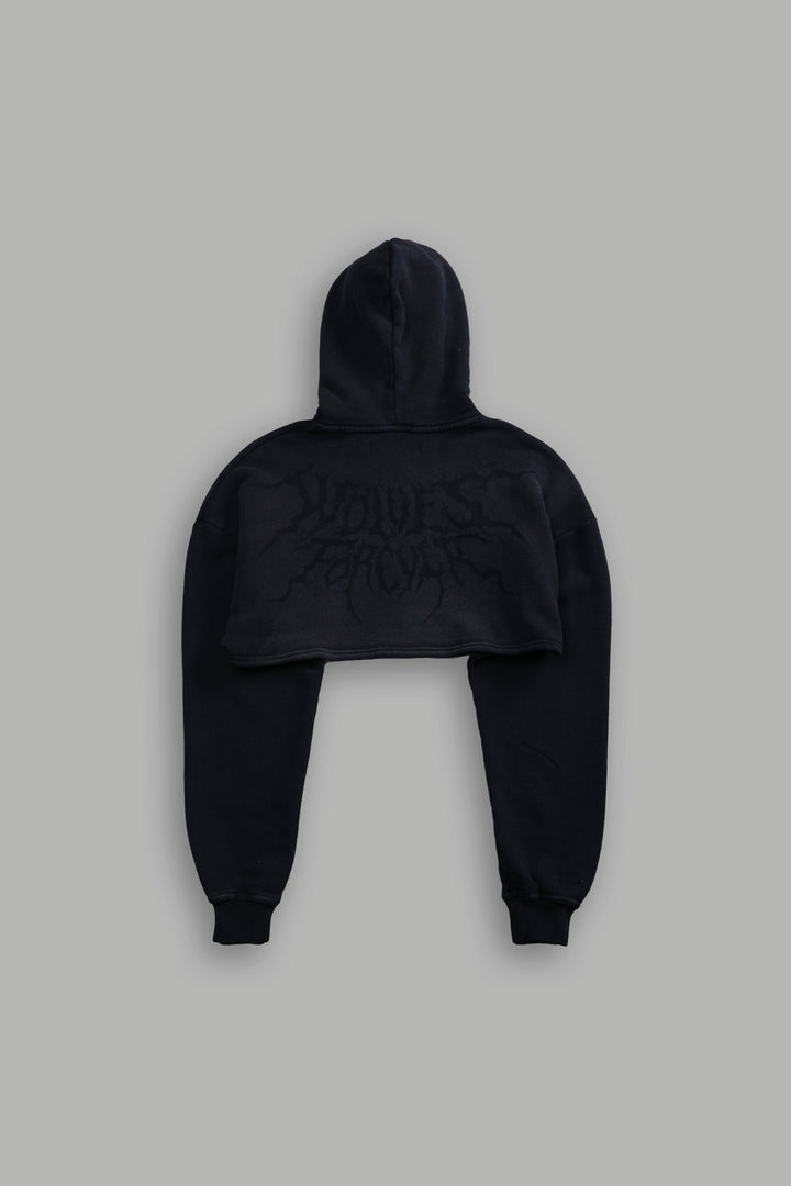 Forged From Iron "Willow" Cropped Hoodie in Black Spine Sun Fade