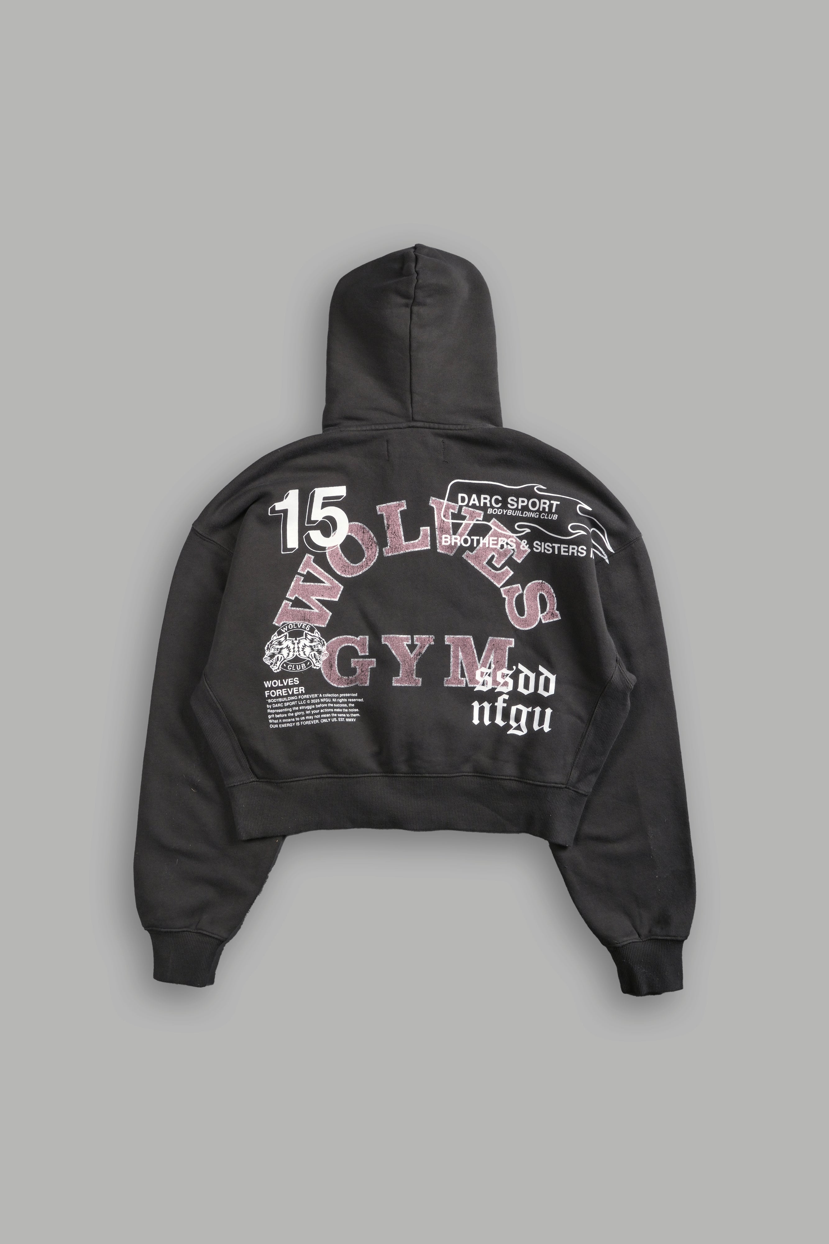Wolves Gym V2 "Sage" Cropped Zip Hoodie in Wolf Gray