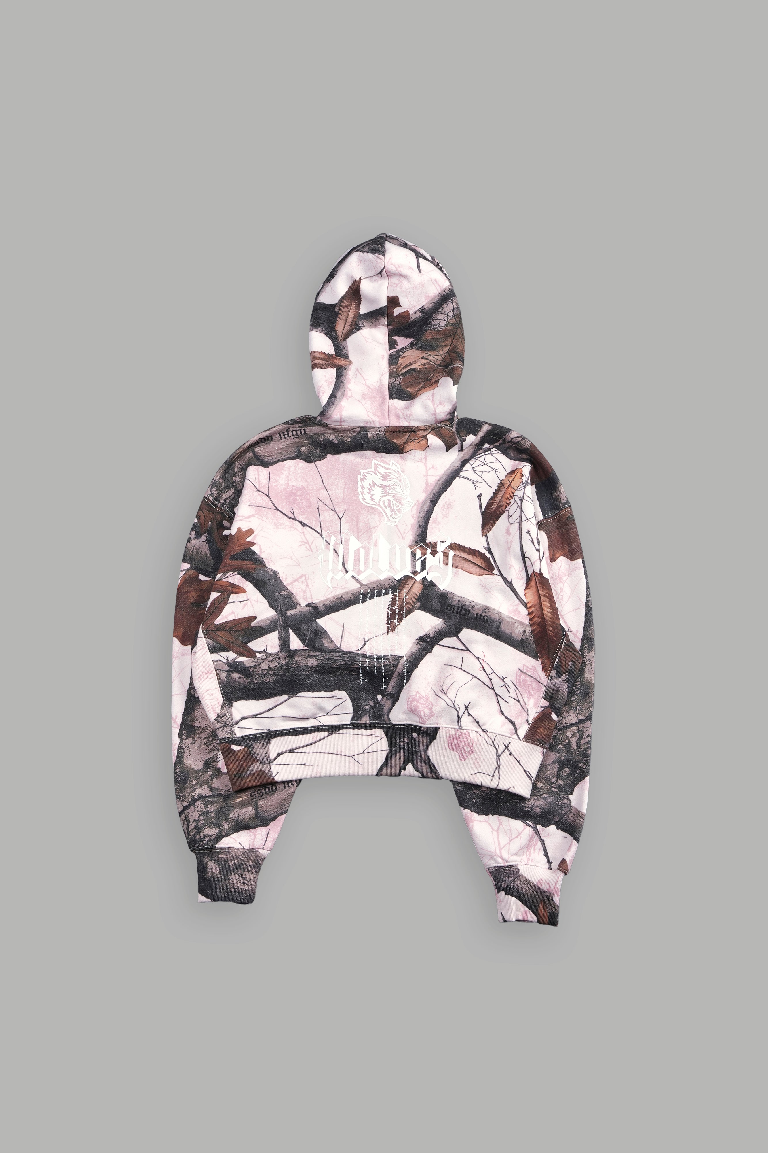 Our Passion "Sage" (Cropped) Zip Hoodie in Brown/Light Mauve Woodland Camo