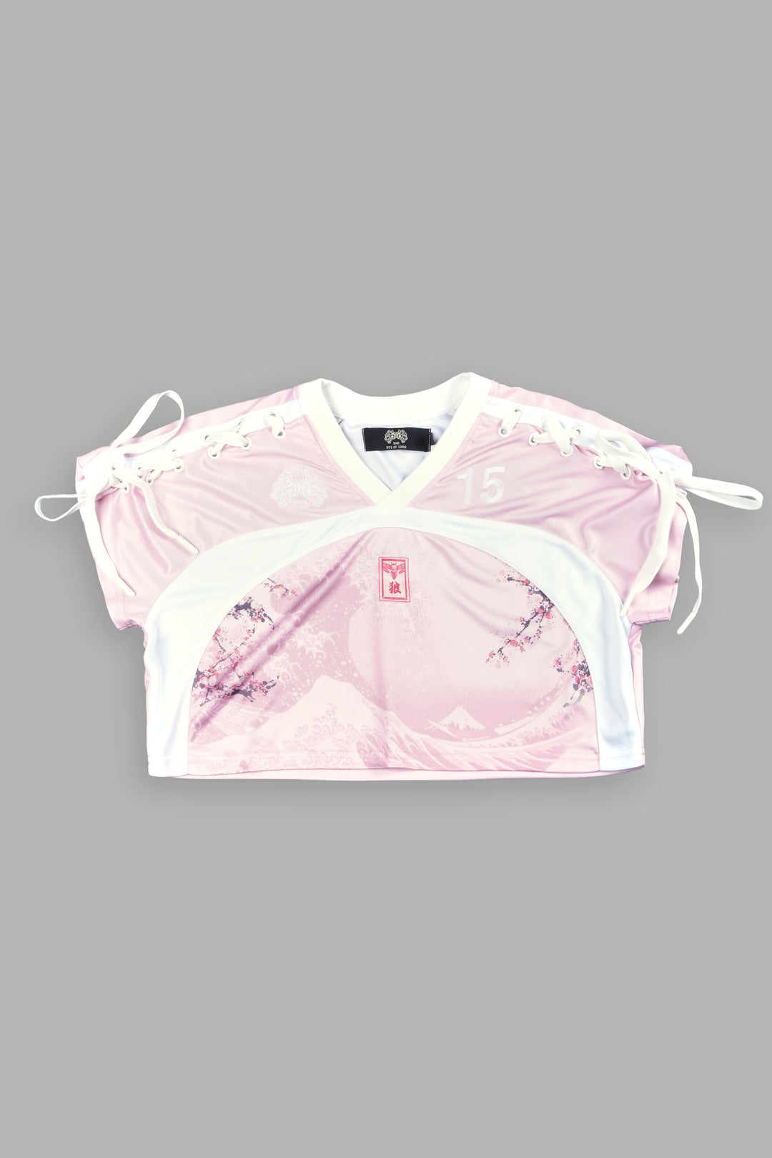 She Wave She Laced Crop Jersey Top in Blush Pink