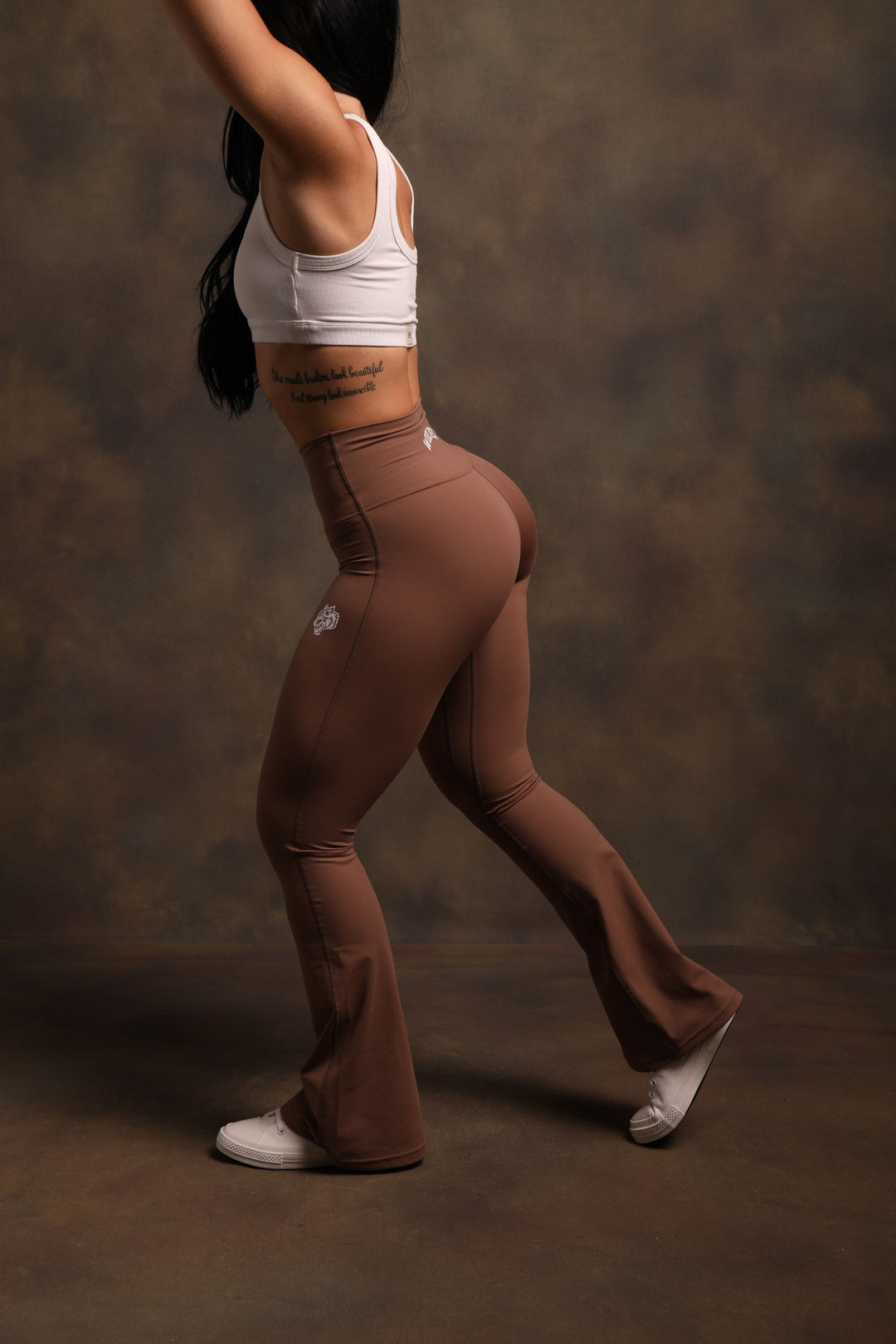 Dual "Georgia" Energy Flare Leggings in Mojave Brown