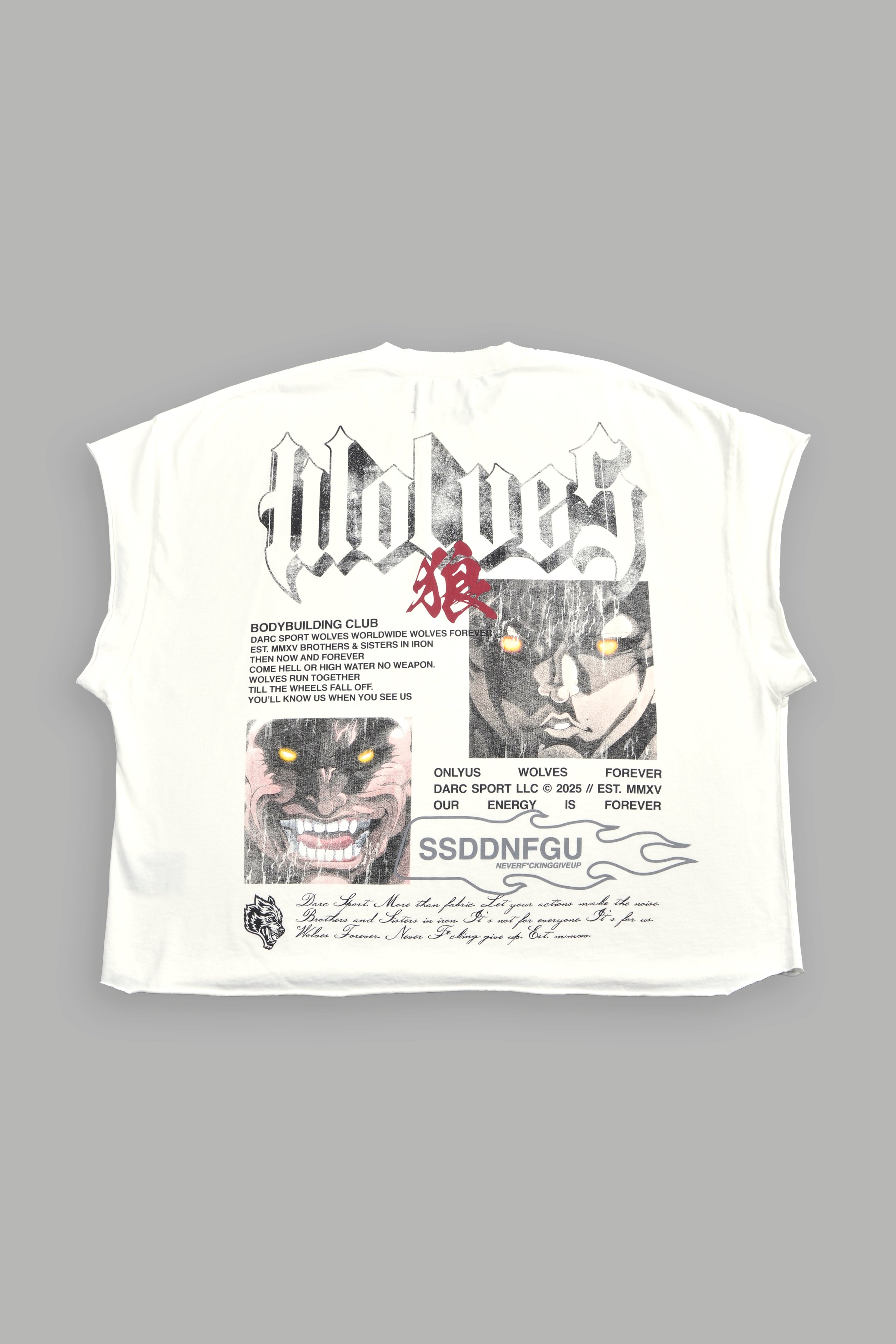 Hanma Legacy Grunge Cut-Off Tee in Cream