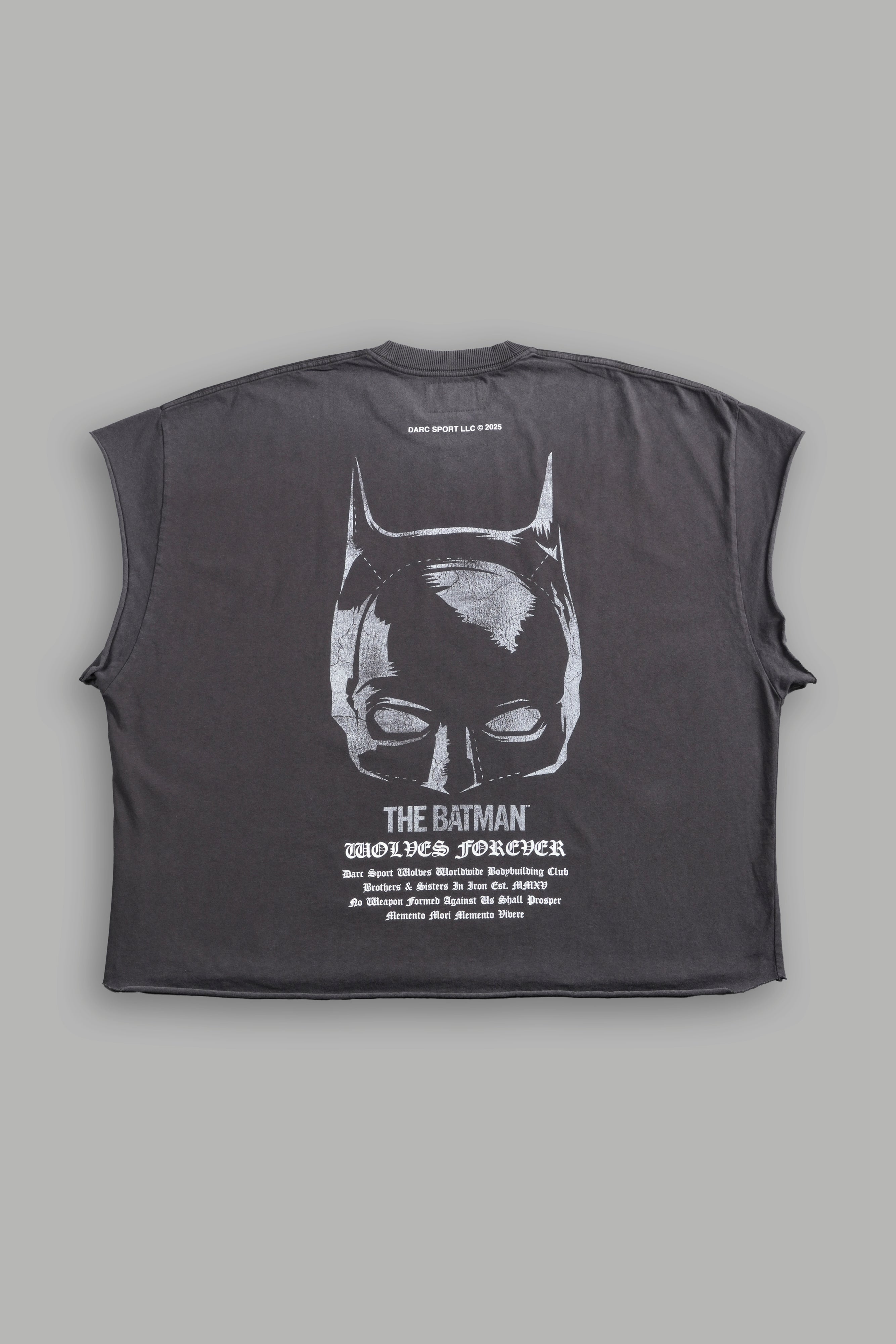 The Batman Forever Grunge Cut-Off Tee in Wolf Gray