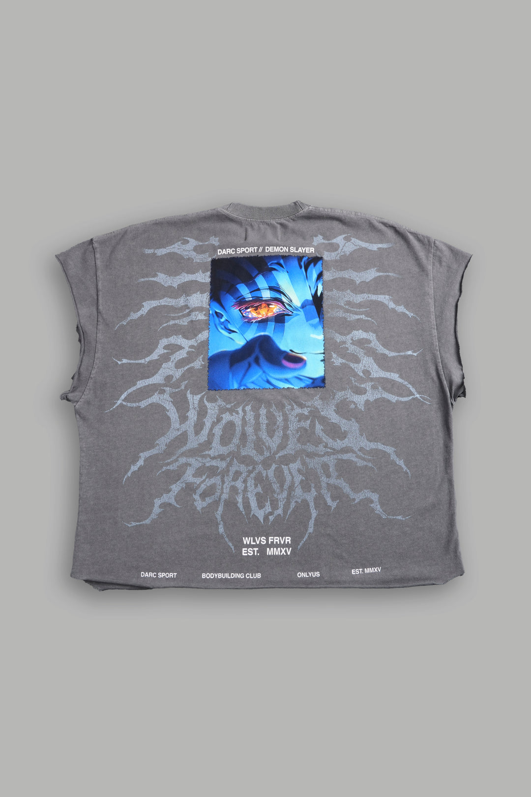 Through His Eyes Grunge Cut-Off Tee in Dove Gray