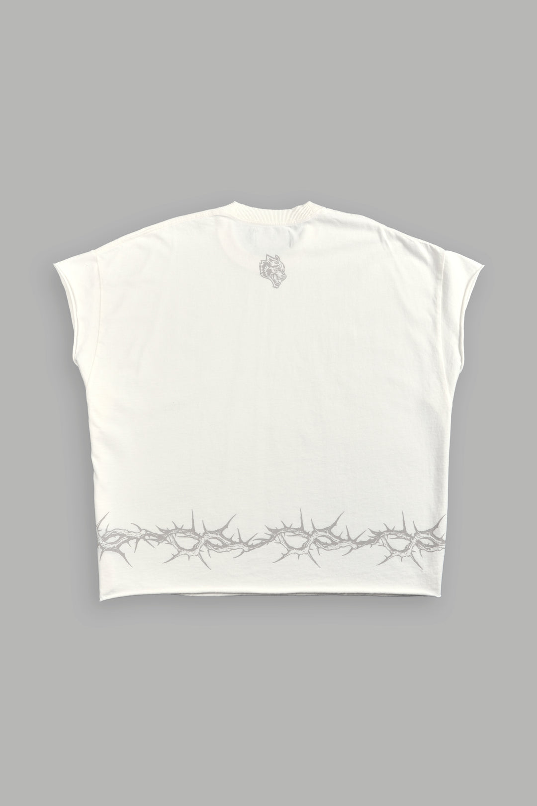 Surrounded by Thorns Grunge Cut-Off Tee in Cream