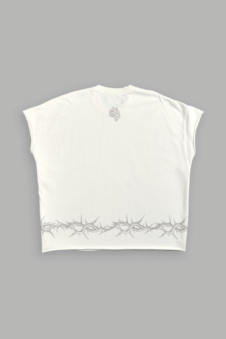 Surrounded by Thorns Grunge Cut-Off Tee in Cream