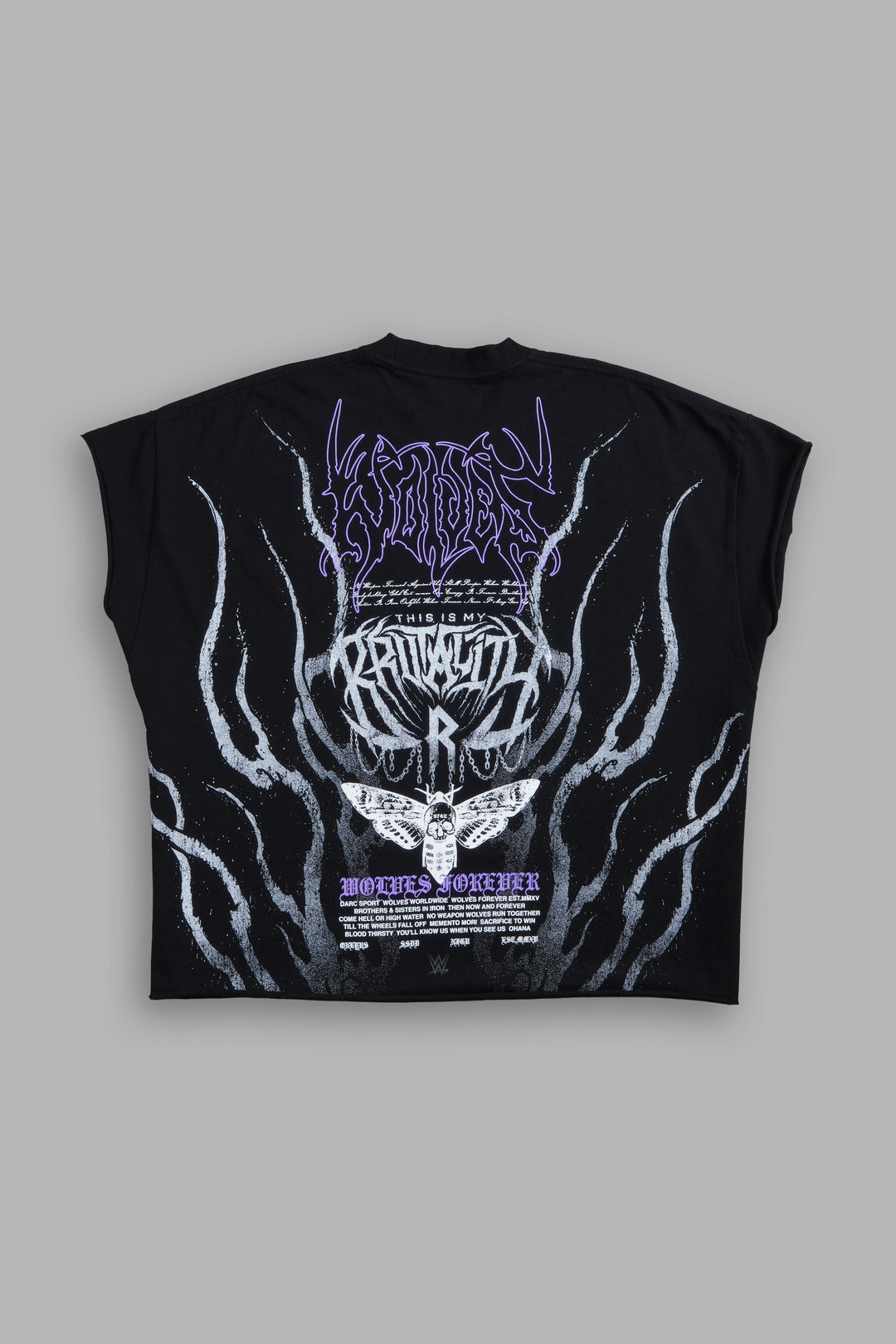 Brutality Grunge Cut-Off Tee in Black