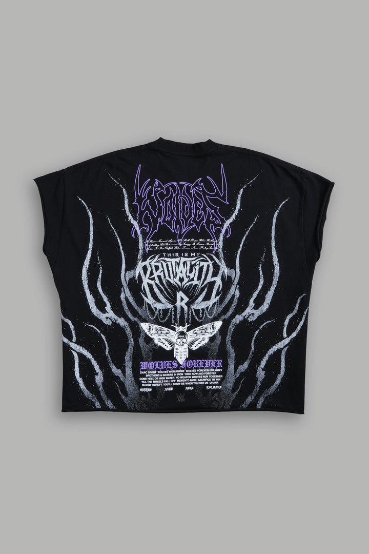 Brutality Grunge Cut-Off Tee in Black