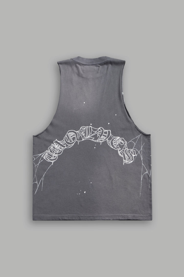 Web Chopper Tommy Muscle Tee in Slate Gray Sun Fade