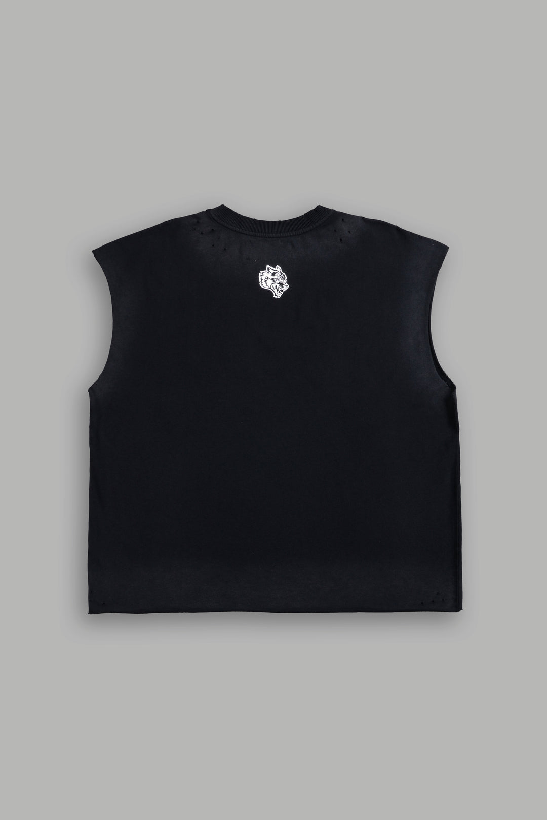 Hell is Real Distressed Grunge Mid-Length Raw Hem Muscle Tee in Black Drift Wash