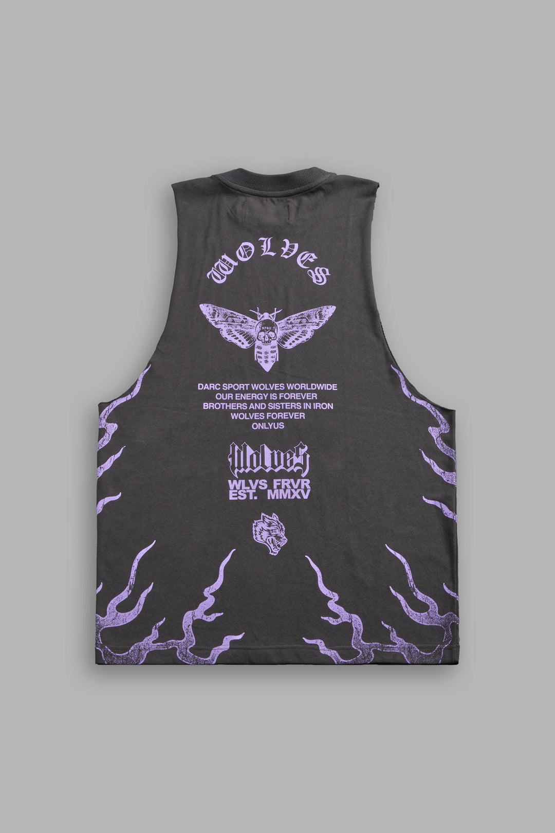 Wolves Never Back Down V2 Tommy Muscle Tee in Wolf Gray