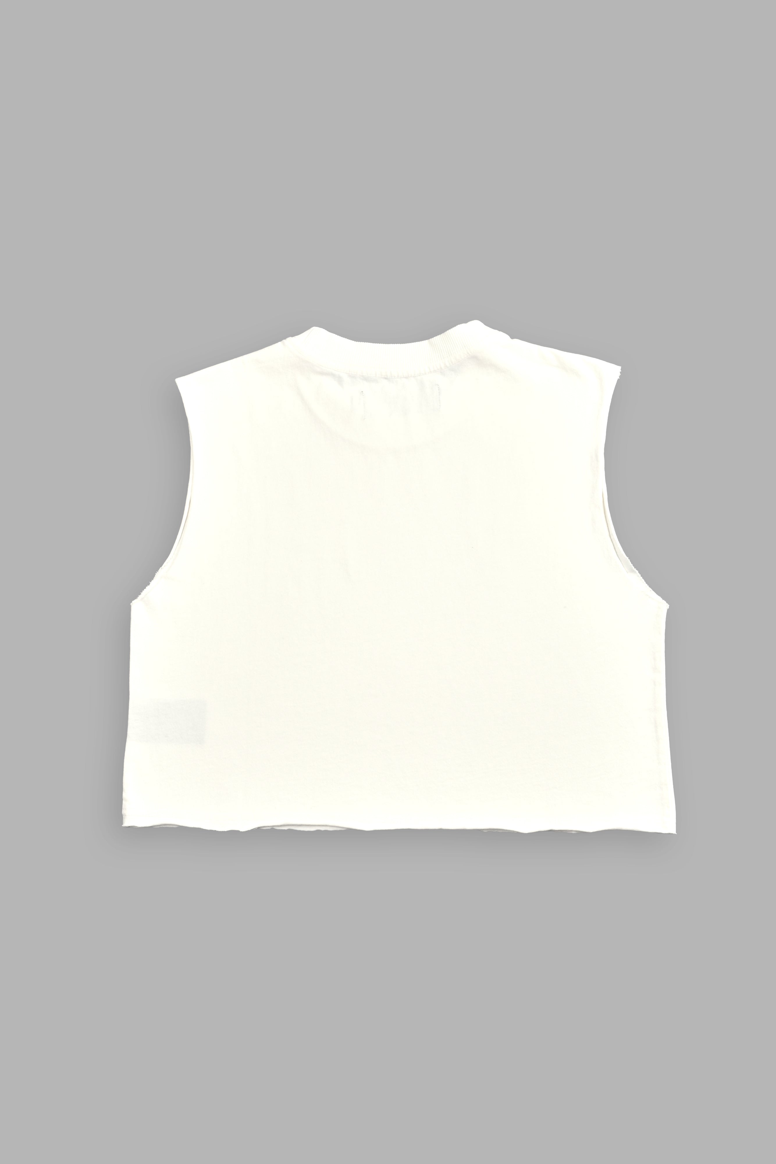 Wolves Chopper "Grunge" (Cropped) Muscle Tee in Cream