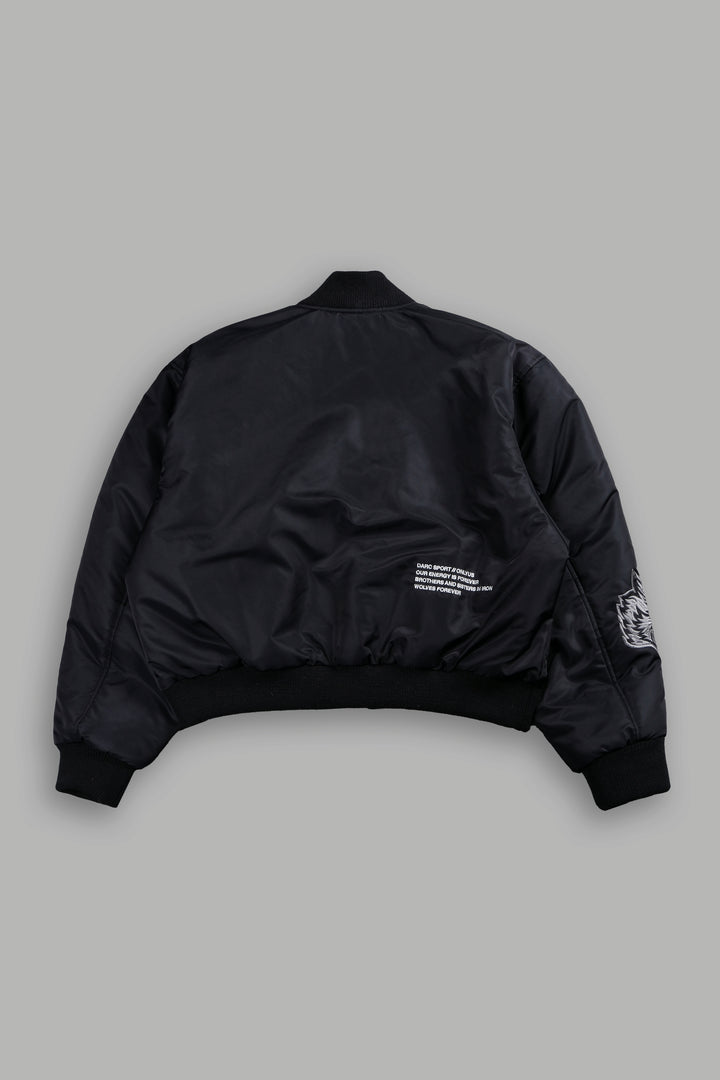 Darc Metal Cropped Remy Bomber Jacket in Black