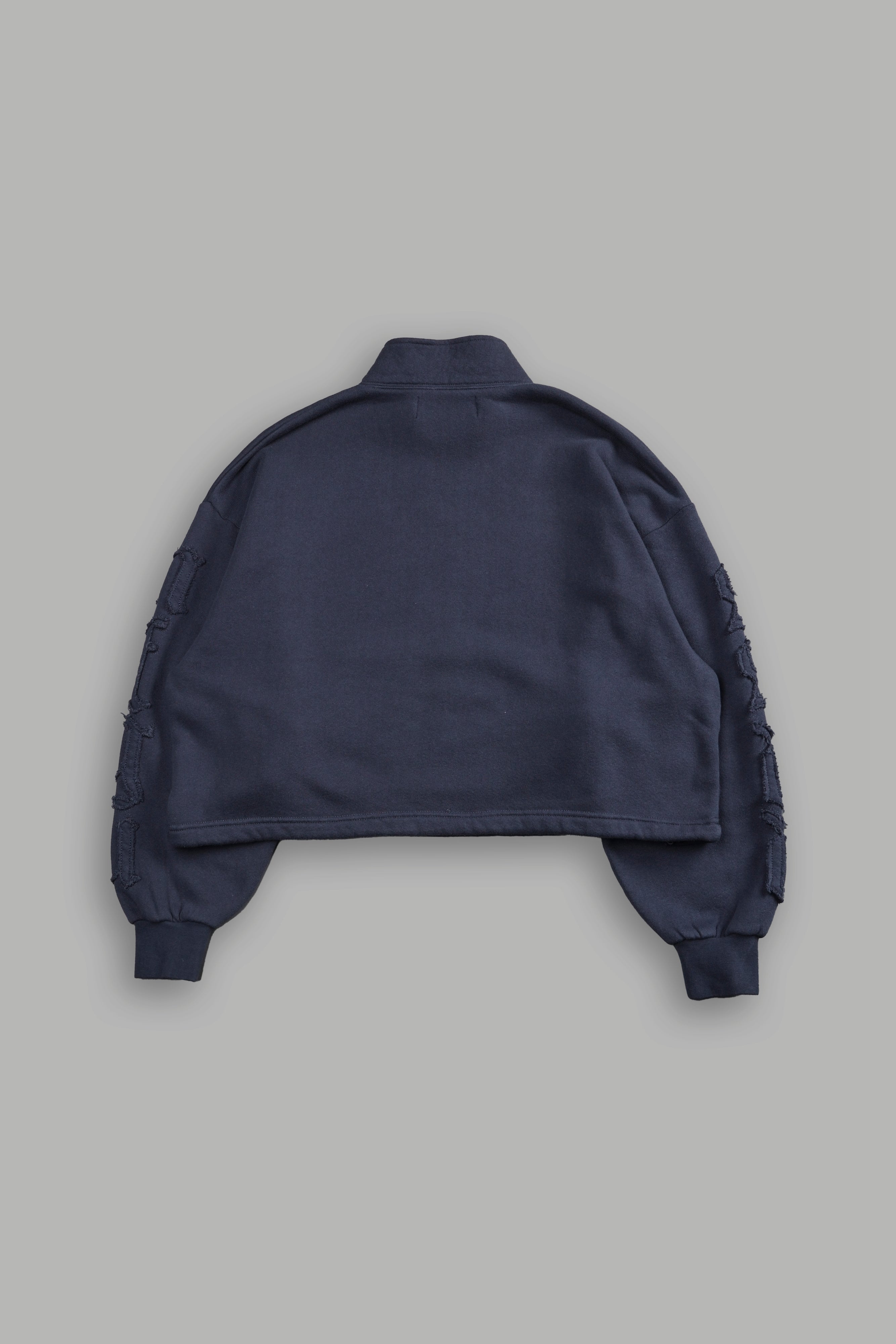 Our Mantra Appliqué Oversized "Everson" Mockneck in Midnight Blue