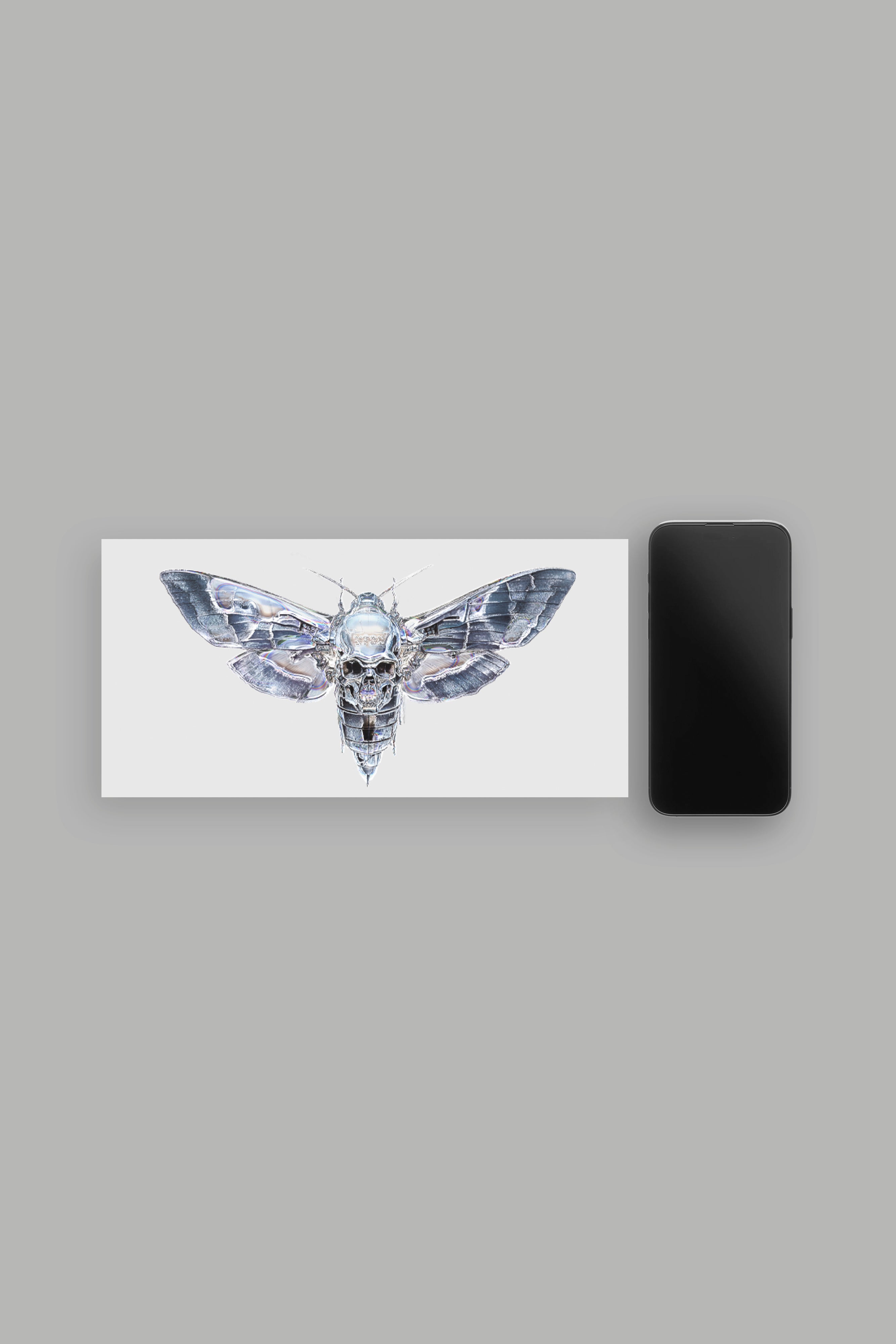 Iron Moth Sticker in Silver