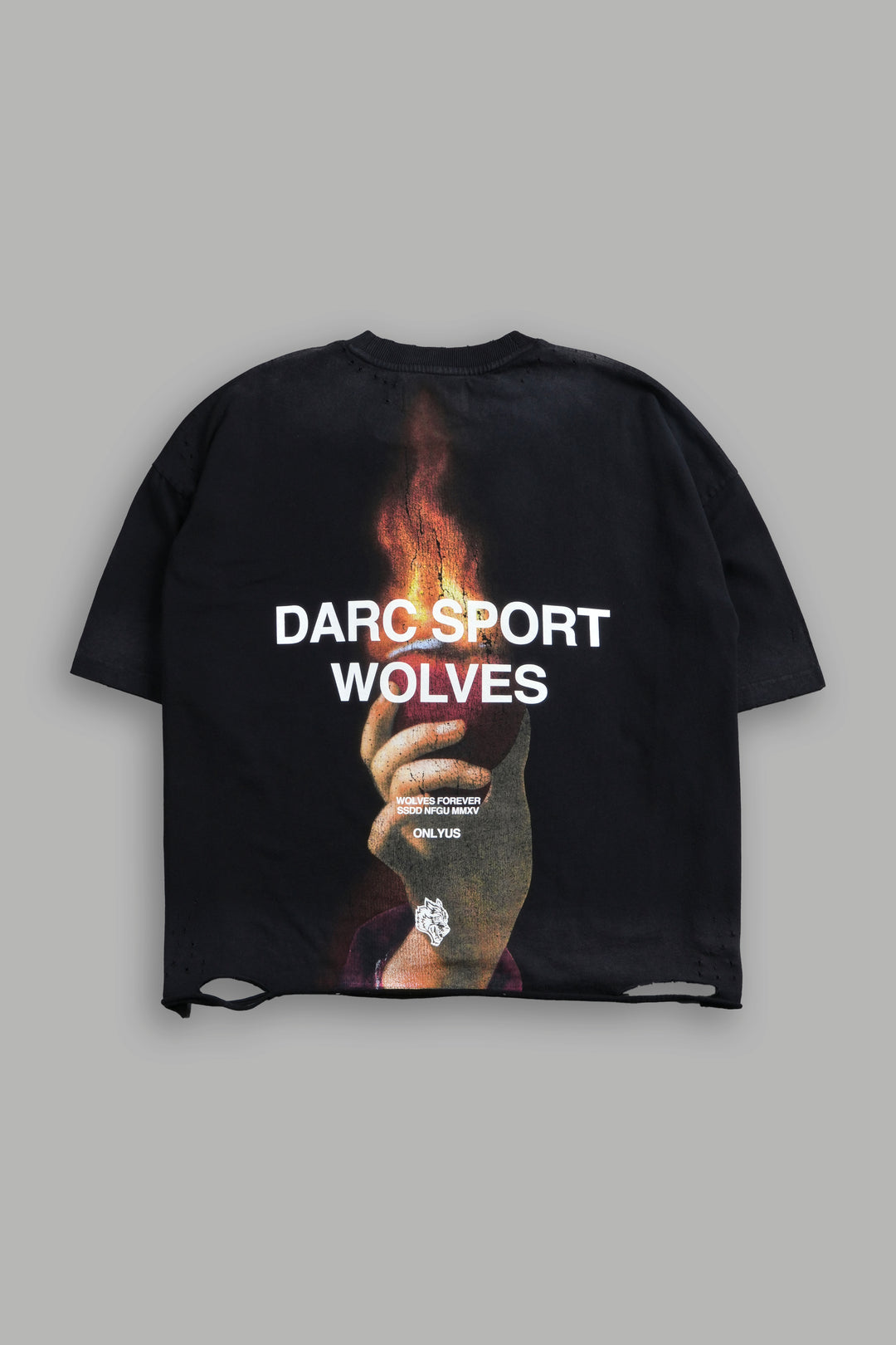 Sangrado Distressed Grunge "Box Cut" Tee in Black Drift Wash