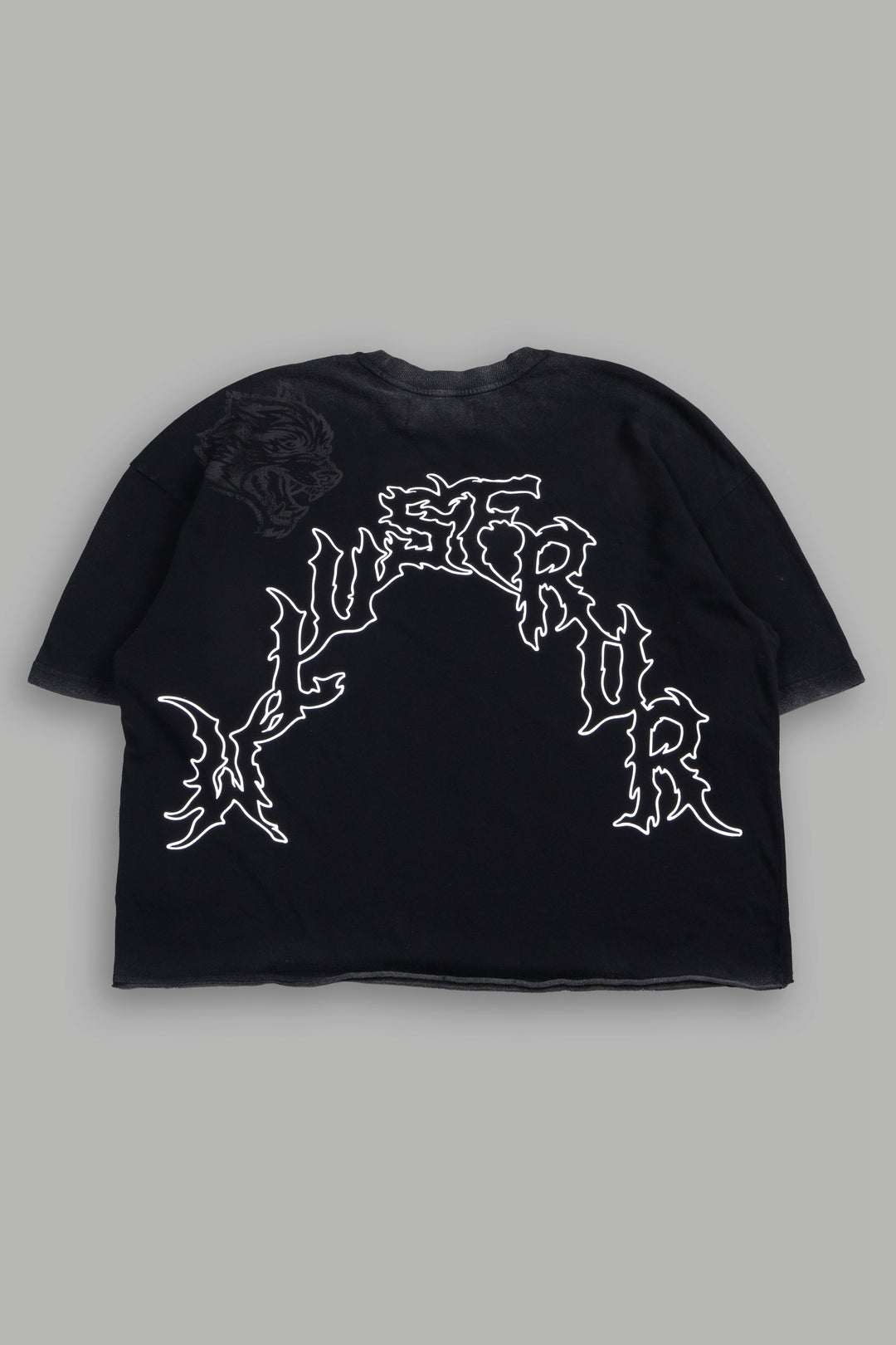 Night Blade Premium Raw Hem Box Cut Tee In Black