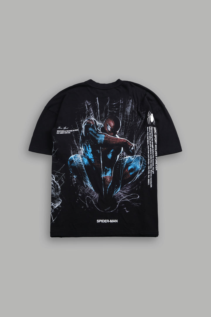 Night Spider Side-By-Side Series Premium Oversized Tee in Black