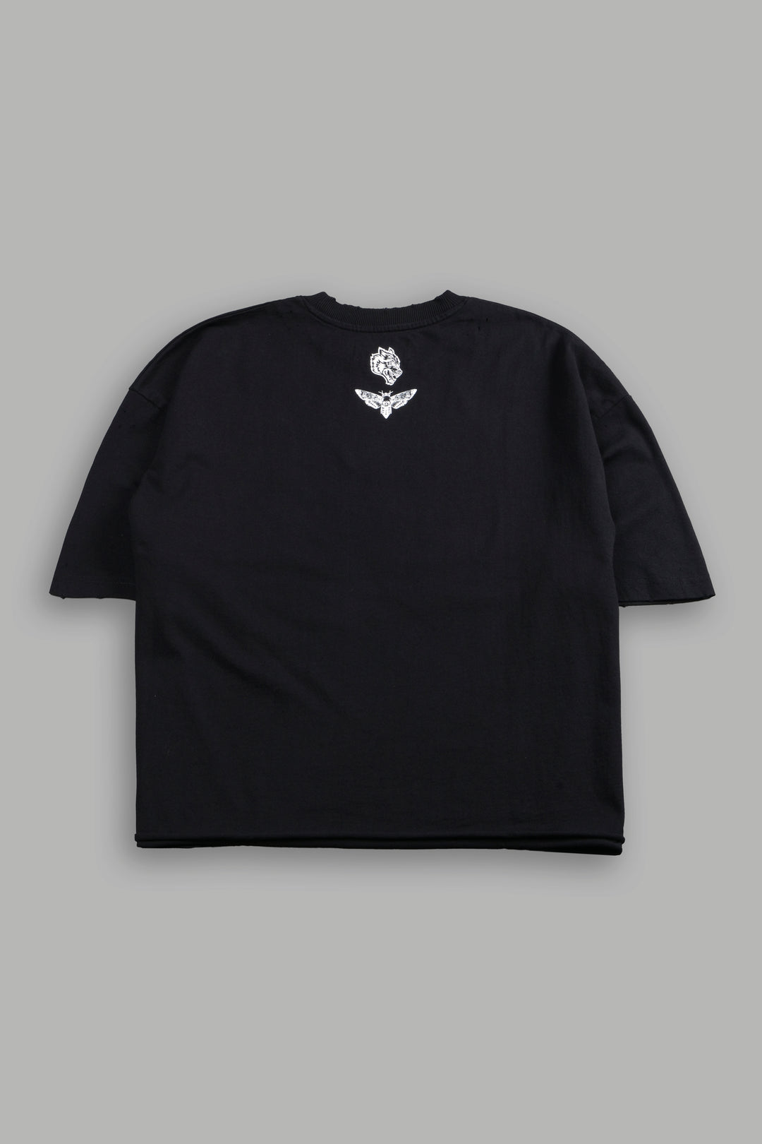 Fiend Skull Distressed Grunge Box Cut Tee V2 in Black