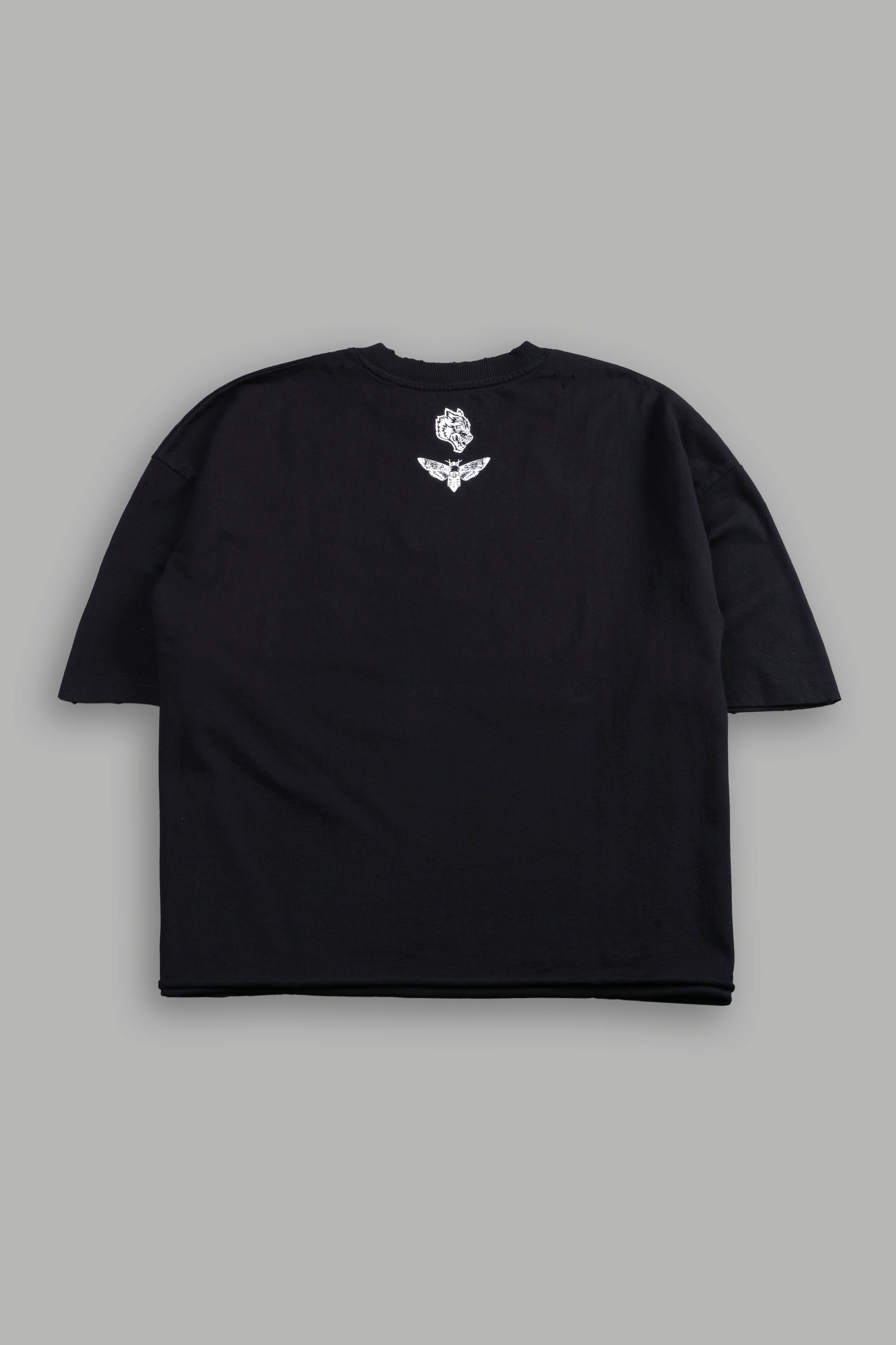 Fiend Skull Distressed Grunge Box Cut Tee V2 in Black