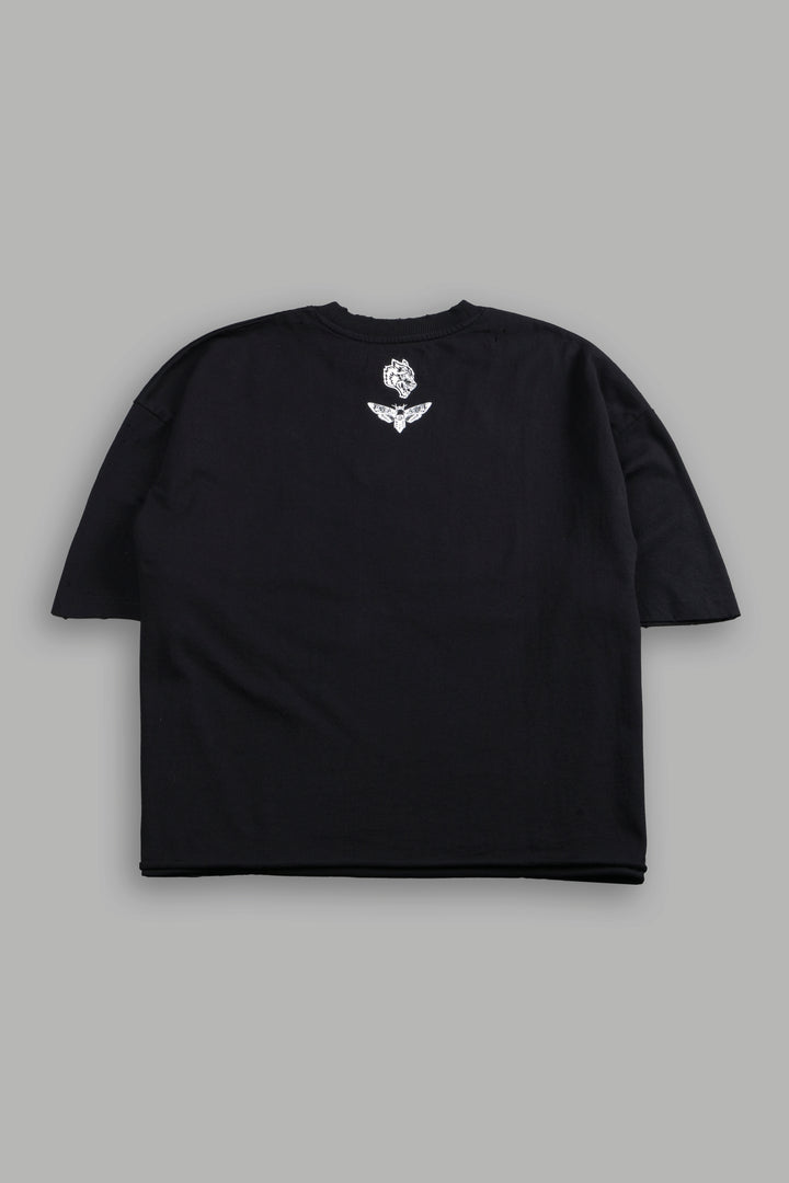 Fiend Skull Distressed Grunge Box Cut Tee V2 in Black