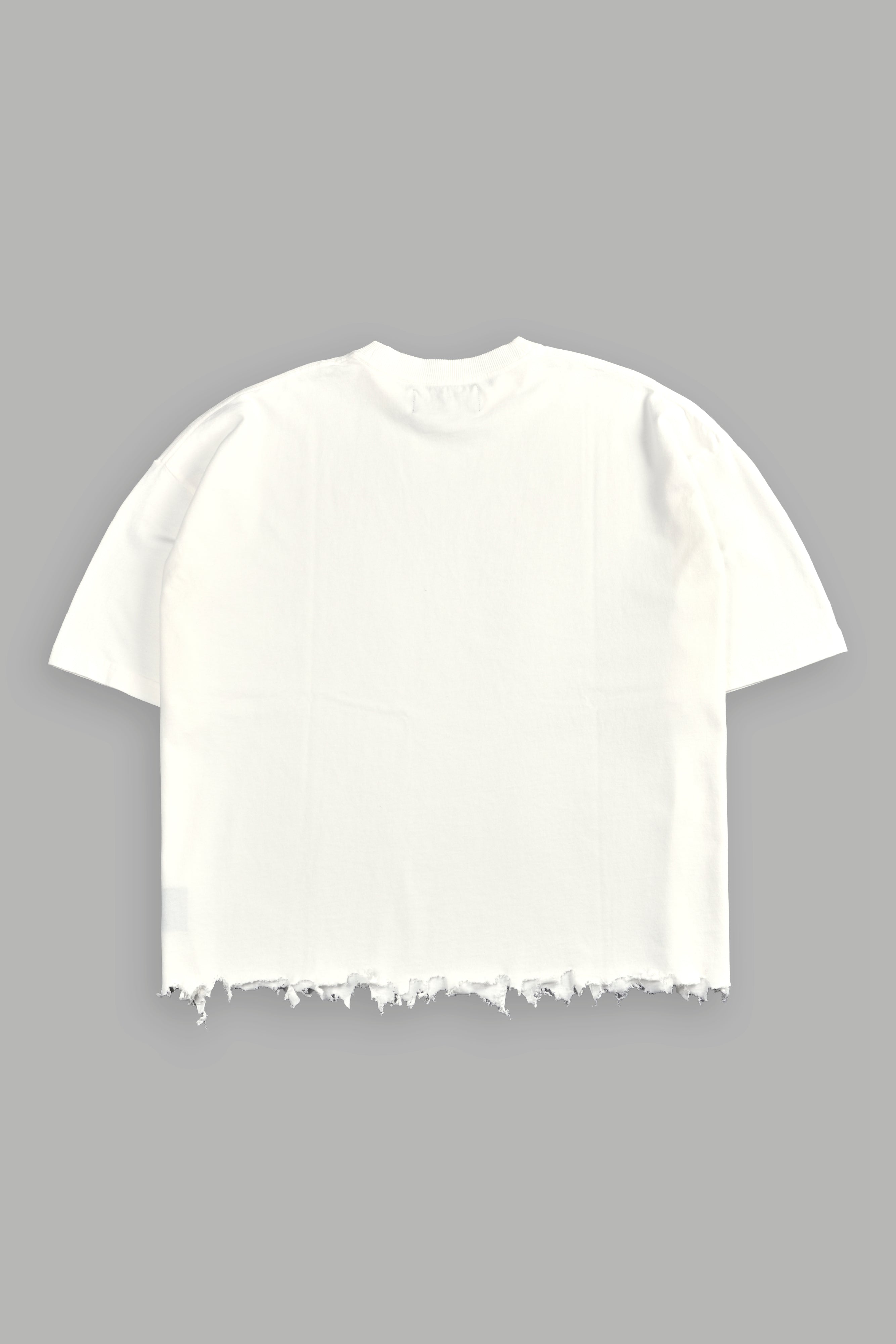 Drip Hesh Destroyed Grunge "Box Cut" Tee in Cream