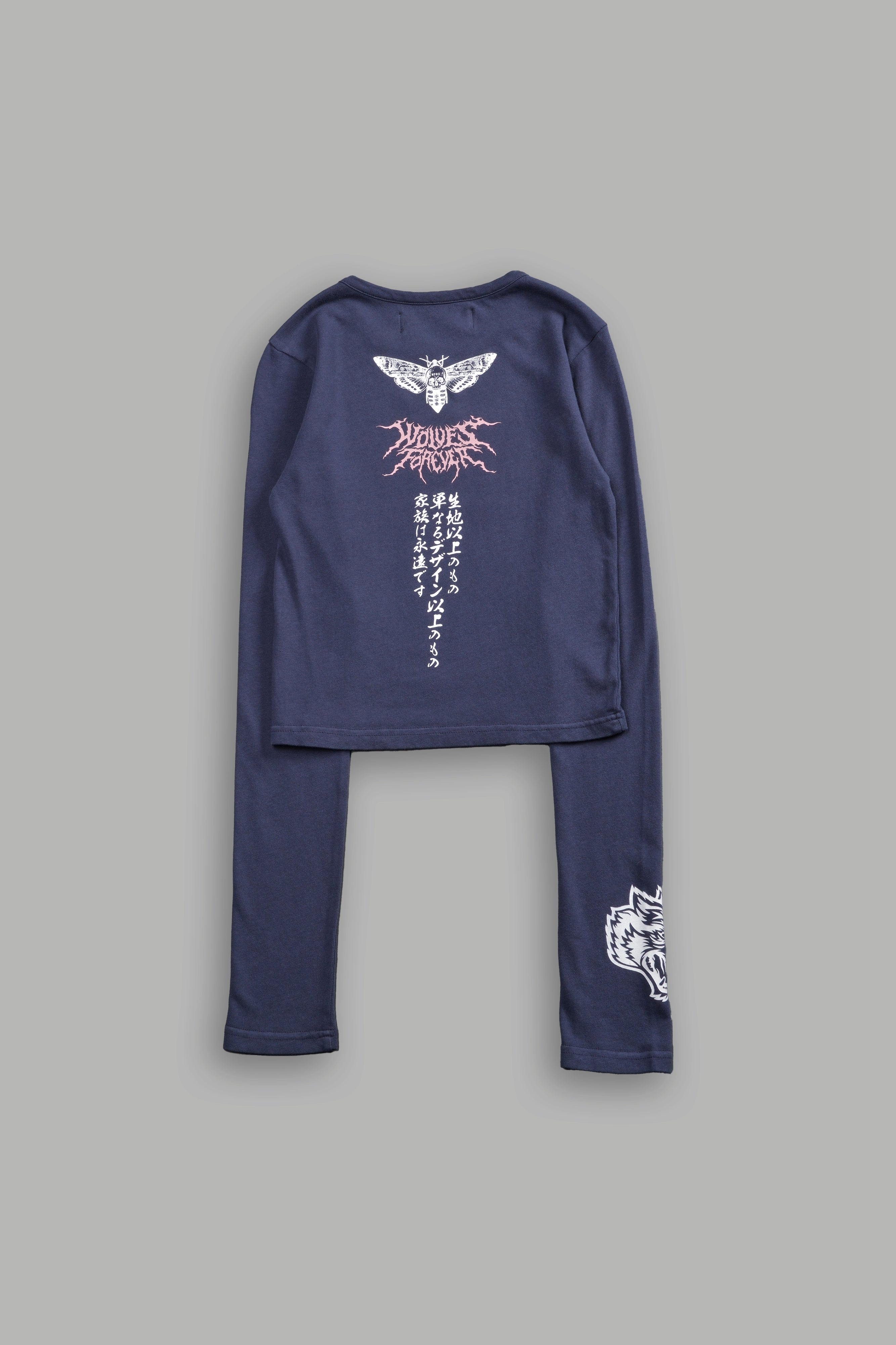 Moth Kanji L/S "Baby" Tee in Denim