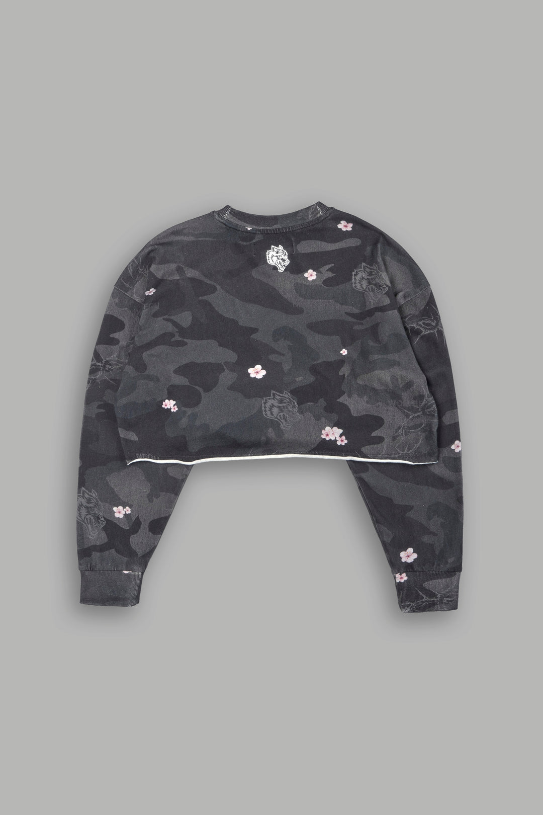 Oni Cherub Premium Oversized Cropped Ls Tee in Warrior In A Garden Black Camo