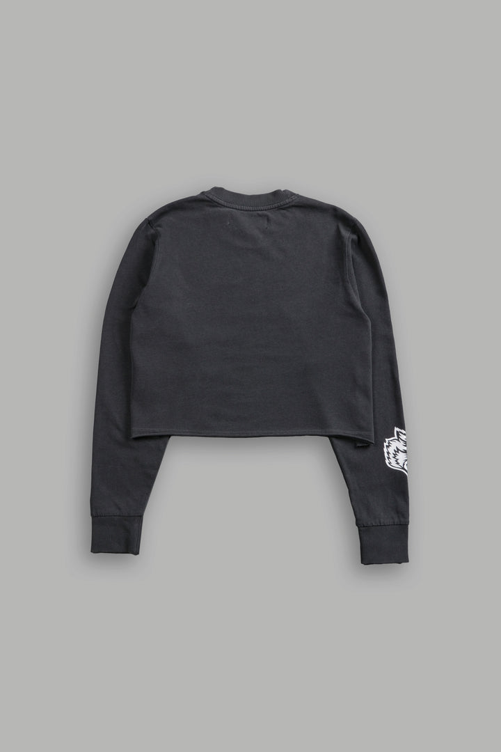 SSDDNFGU FRVR "Premium" Cropped L/S Tee in Wolf Gray