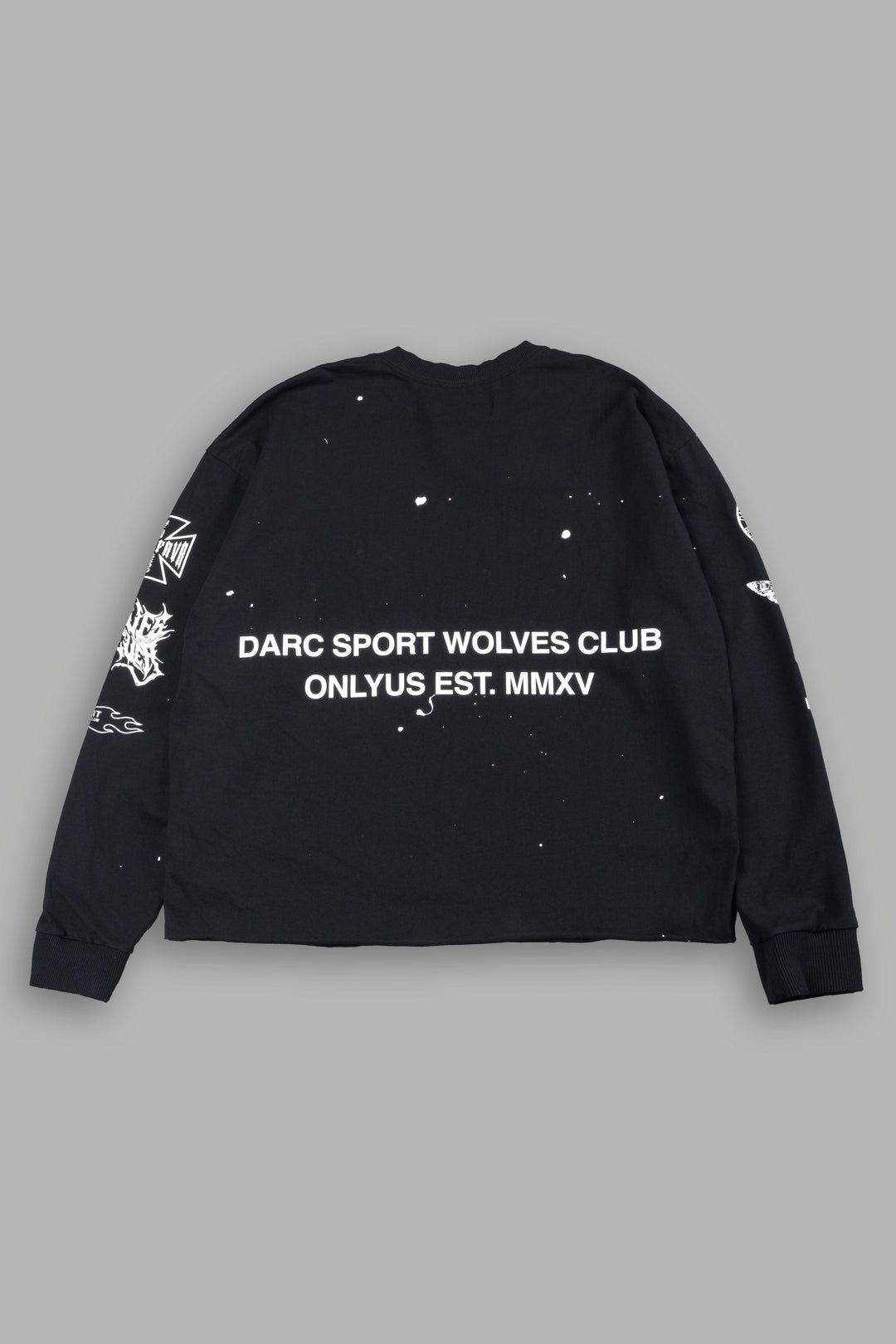 Club Core Grunge Mid Length Raw Hem Ls Tee In Black