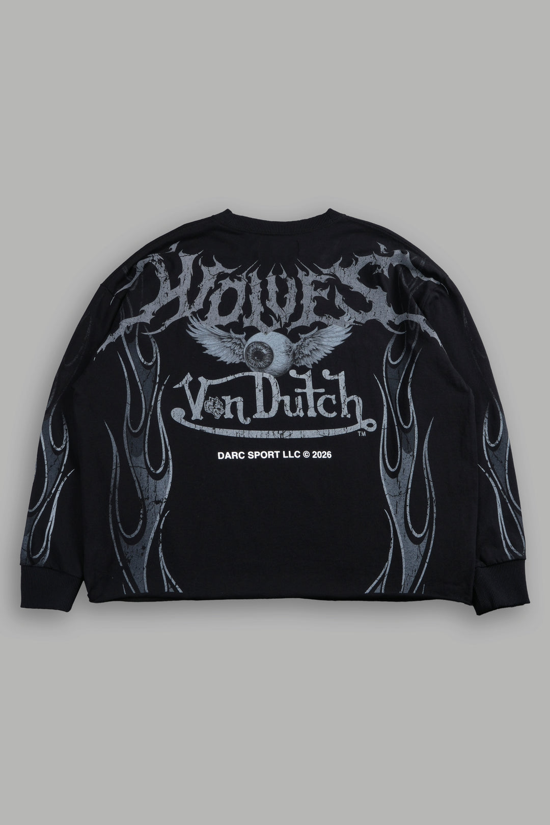 Take-Off Grunge Mid-Length Raw Hem LS Tee in Black