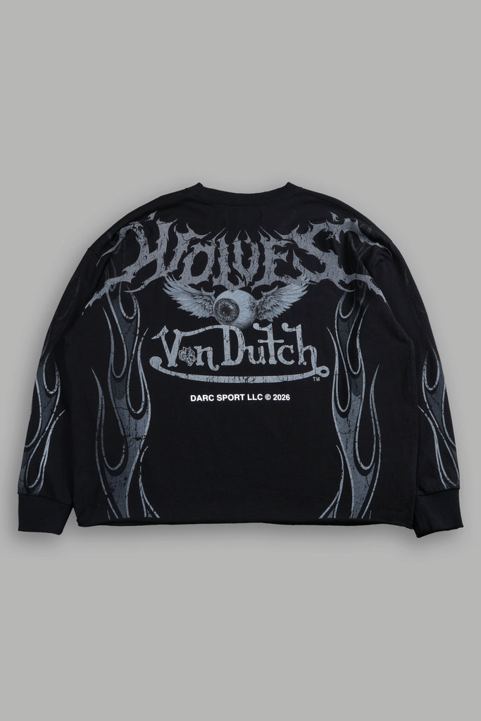 Take-Off Grunge Mid-Length Raw Hem LS Tee in Black – DarcSport