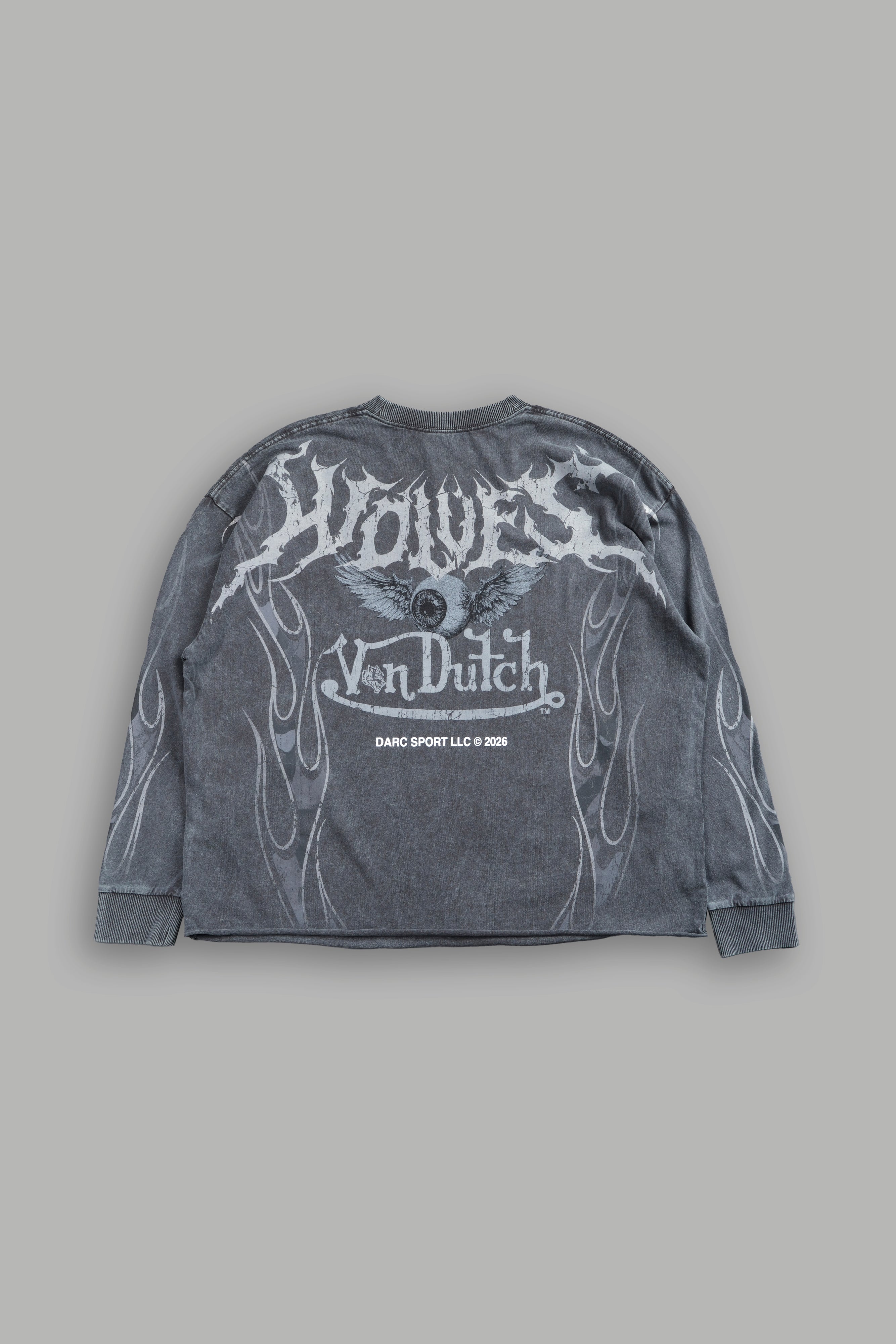 Take-Off Grunge Mid-Length Raw Hem LS Tee in Wolf Gray – DarcSport