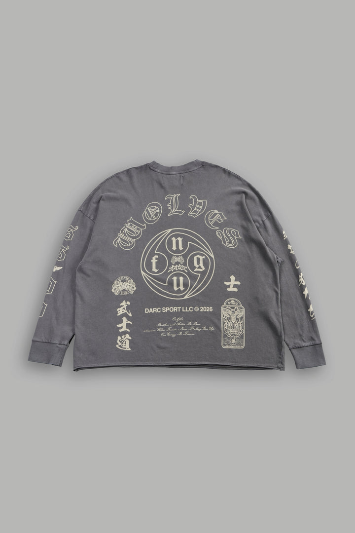 Kazoku Okami Premium Box Cut Ls Tee in Slate Gray