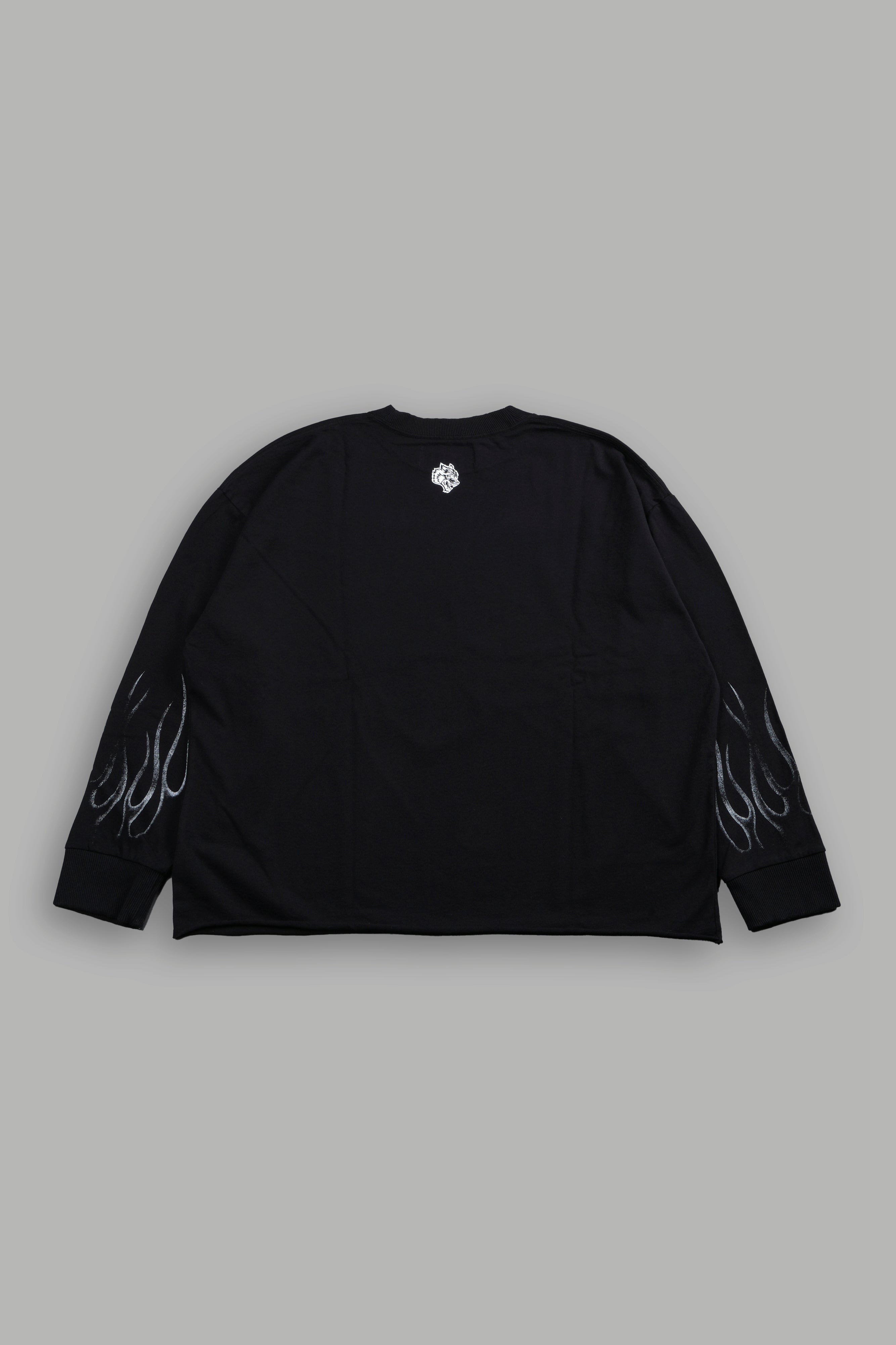 Darc Blossom Grunge Mid Length Raw Hem Ls Tee in Black