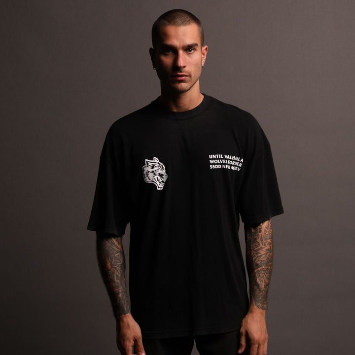 Rest In Valhalla "Premium Vintage" Oversized Tee in Black